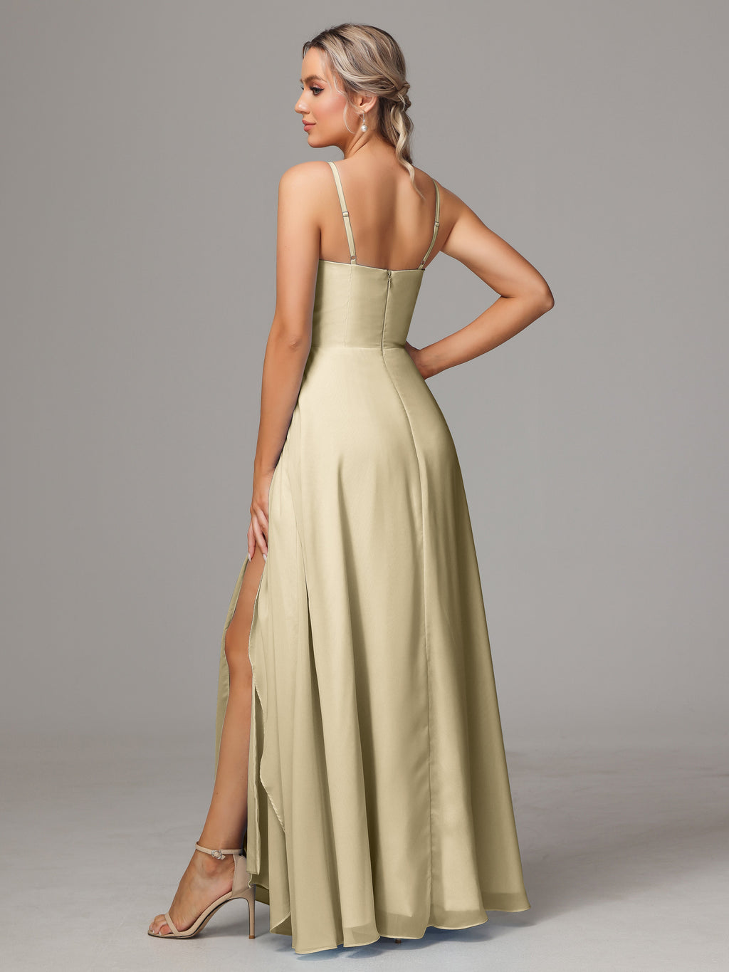 Spaghetti Straps Chiffon Bridesmaid Dress With Pockets