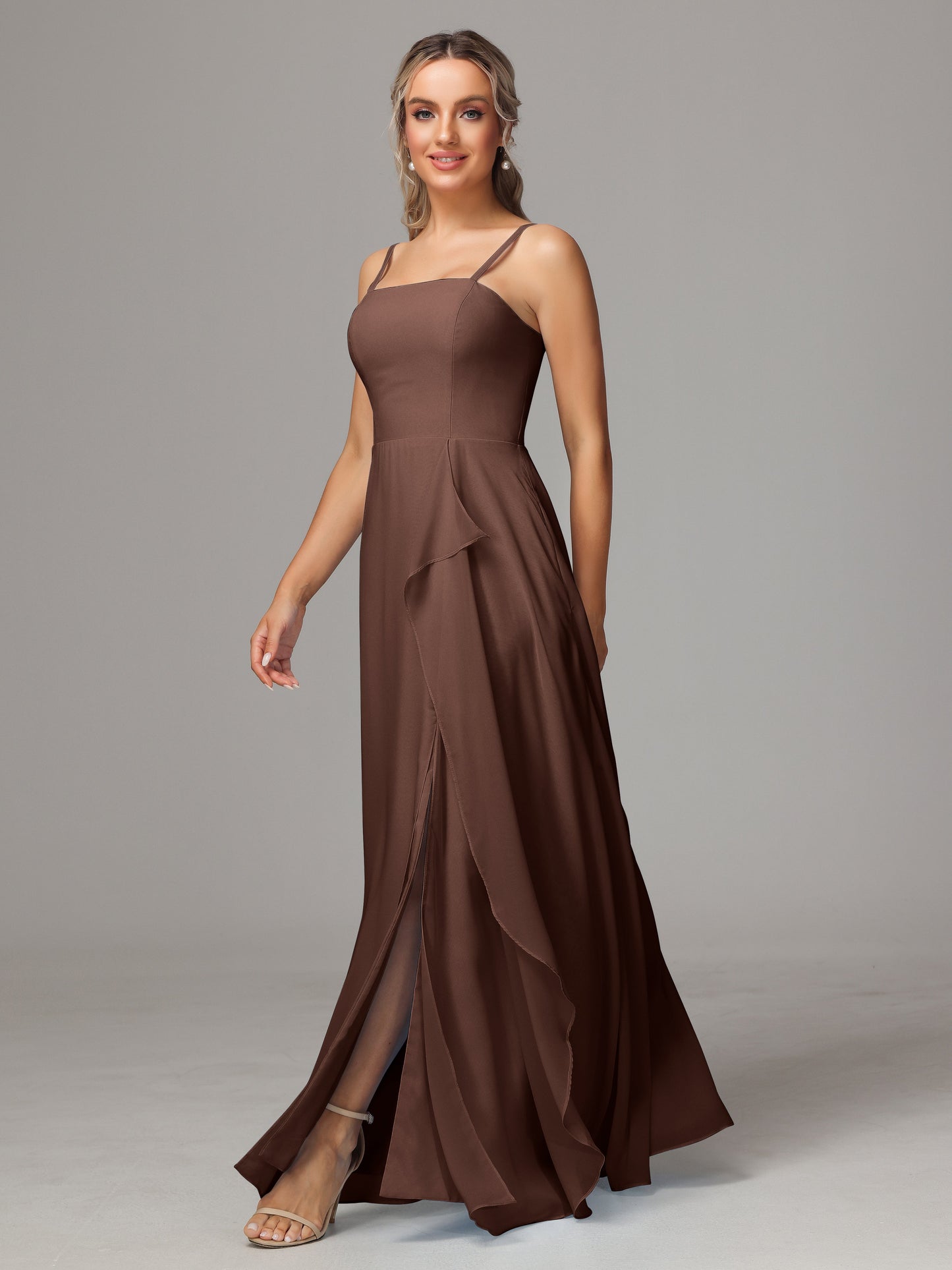 Spaghetti Straps Chiffon Bridesmaid Dress With Pockets