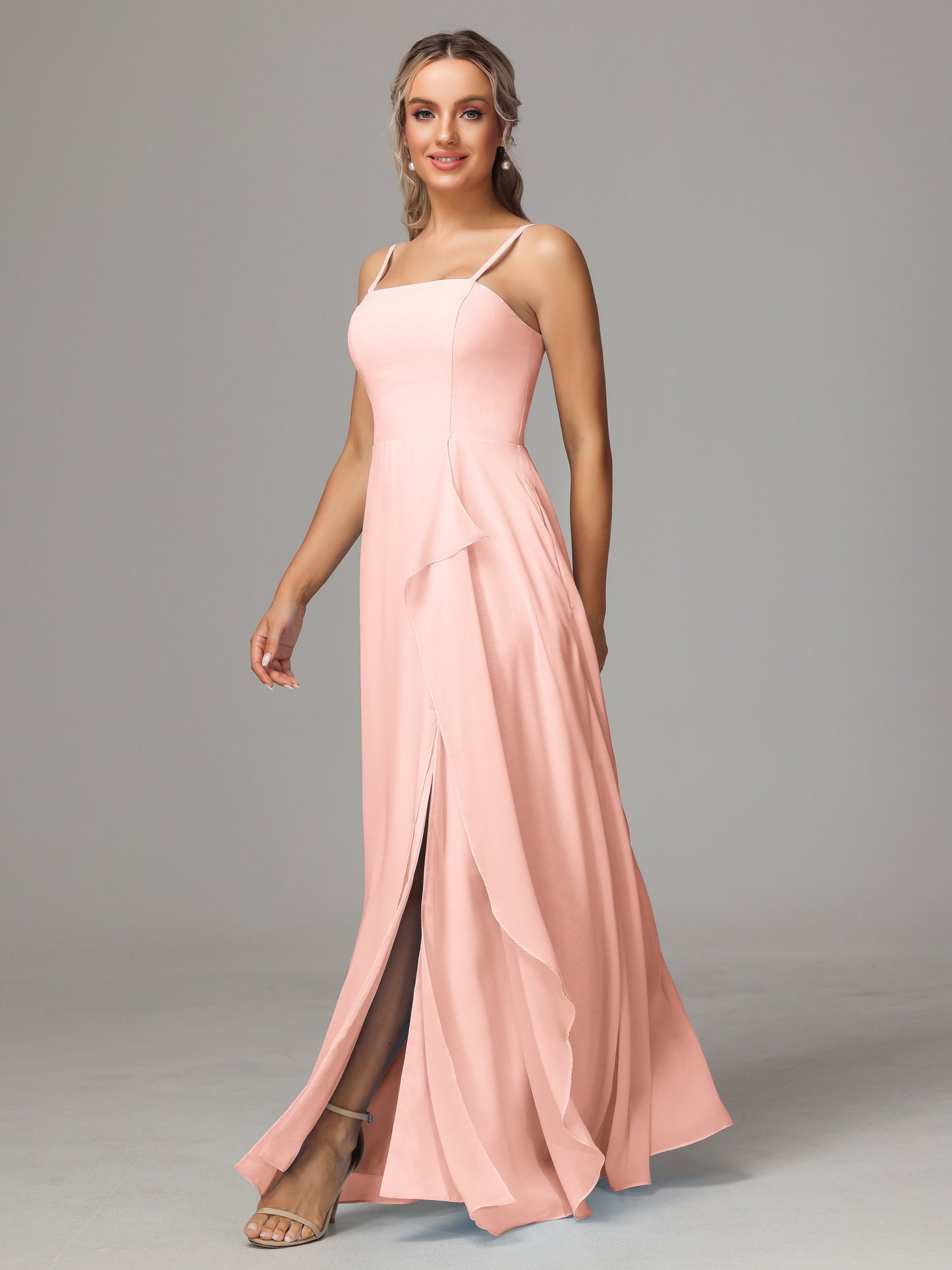 Spaghetti Straps Chiffon Bridesmaid Dress With Pockets