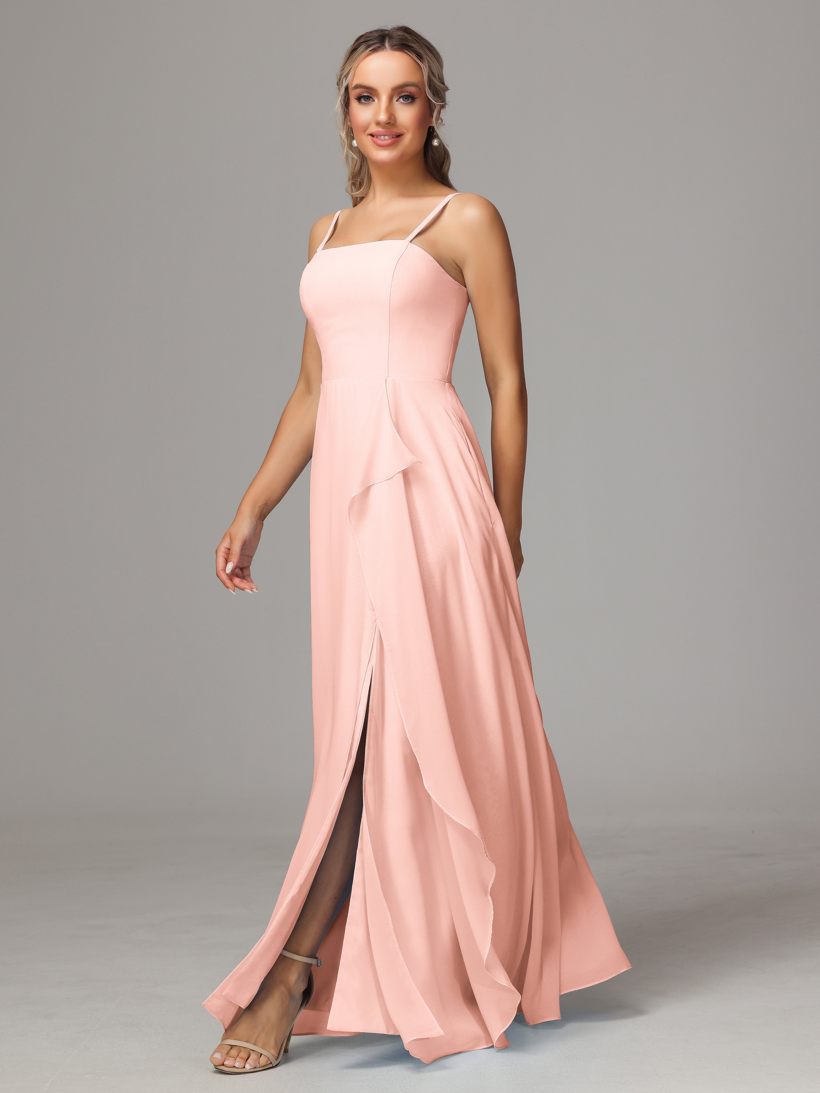 Spaghetti Straps Chiffon Bridesmaid Dress With Pockets