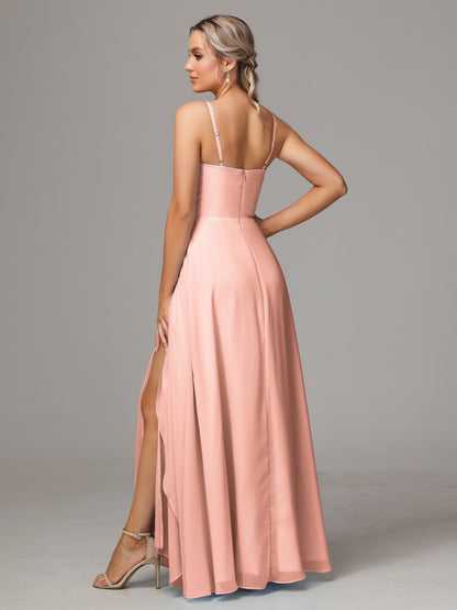 Spaghetti Straps Chiffon Bridesmaid Dress With Pockets