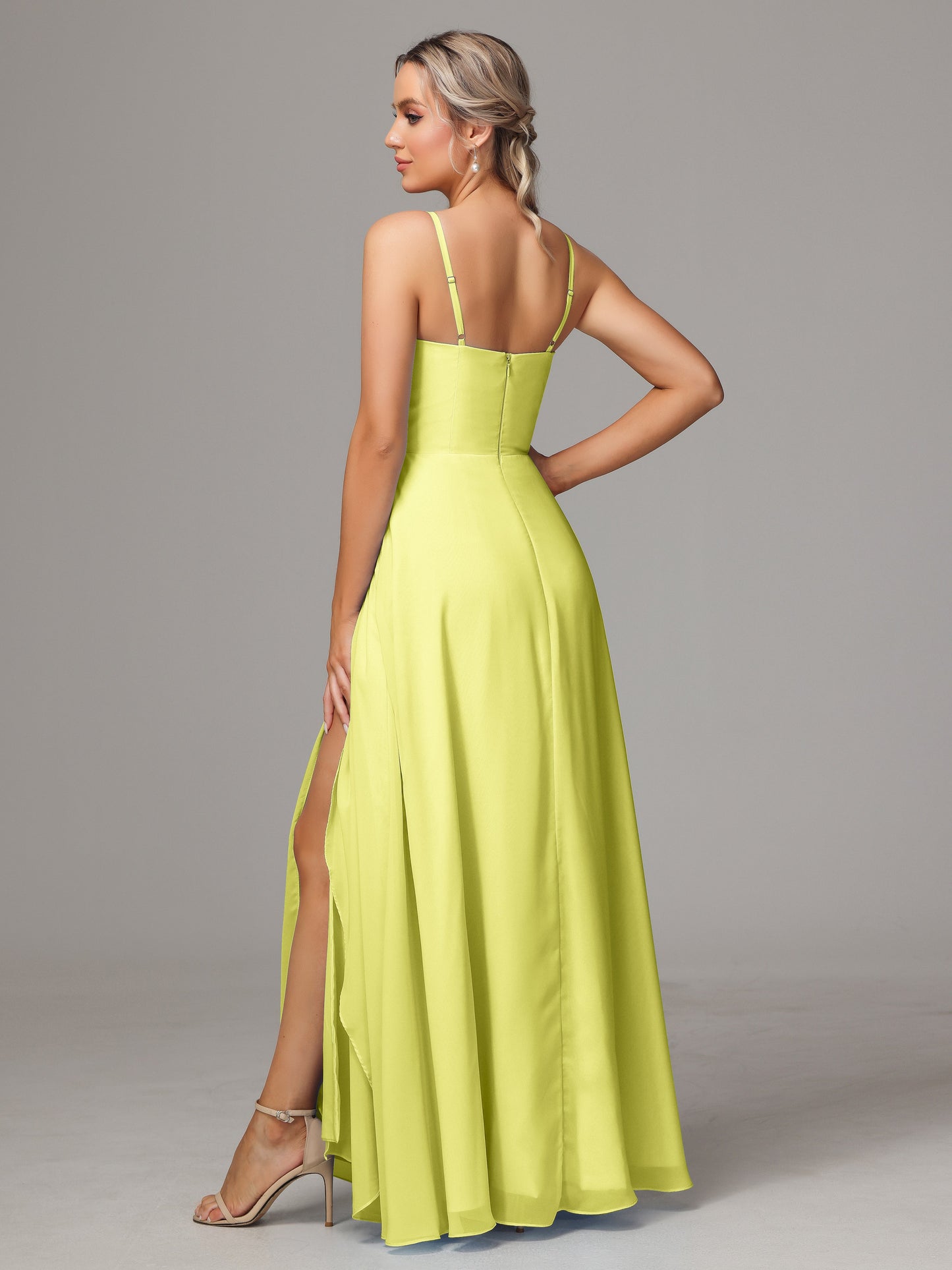 Spaghetti Straps Chiffon Bridesmaid Dress With Pockets