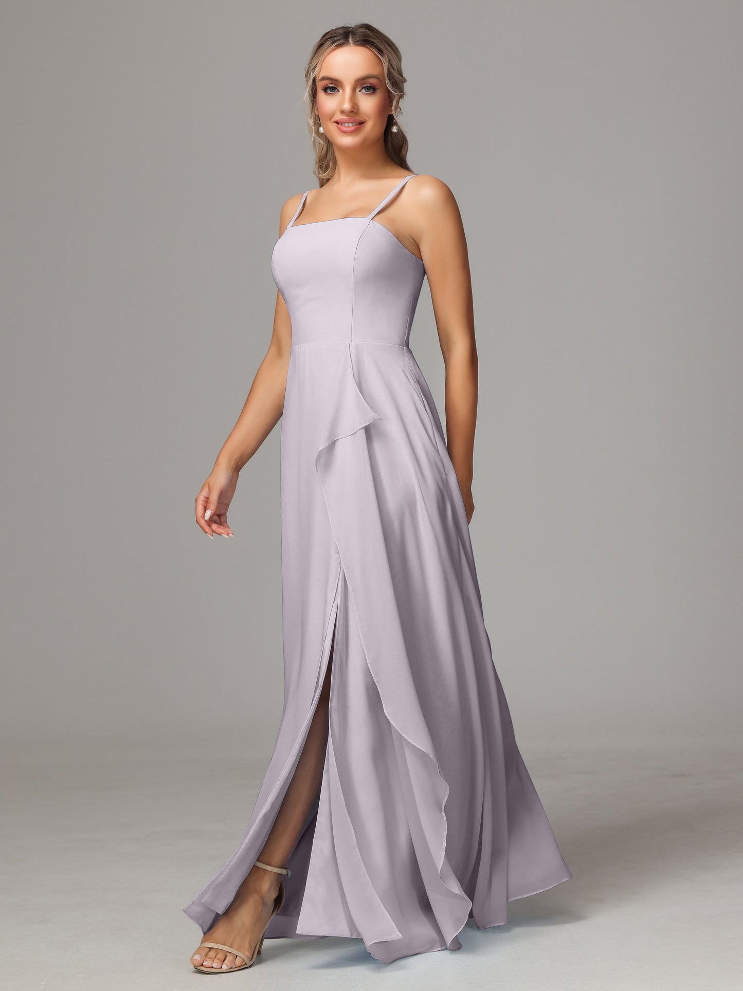 Spaghetti Straps Chiffon Bridesmaid Dress With Pockets