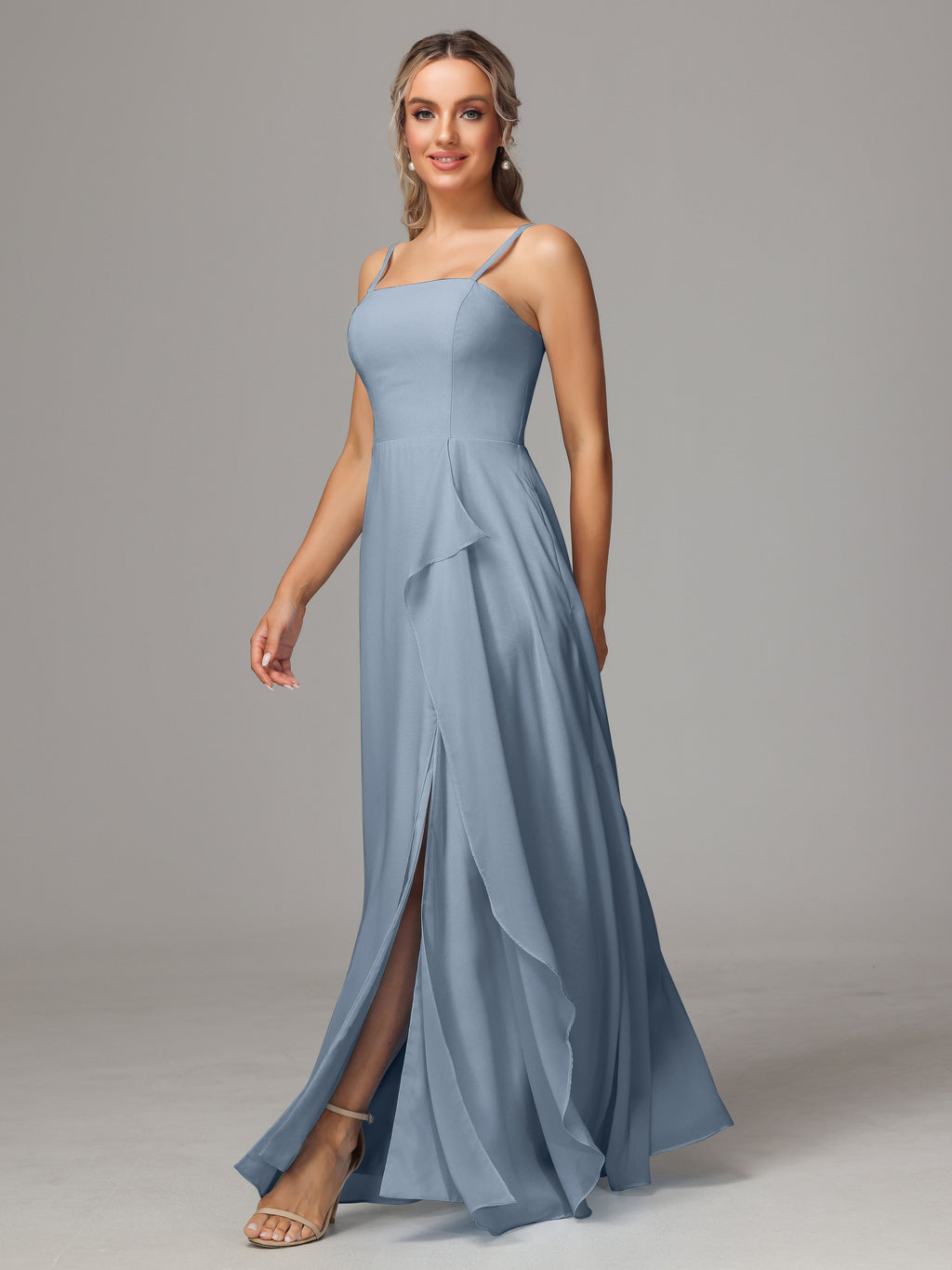 Spaghetti Straps Chiffon Bridesmaid Dress With Pockets