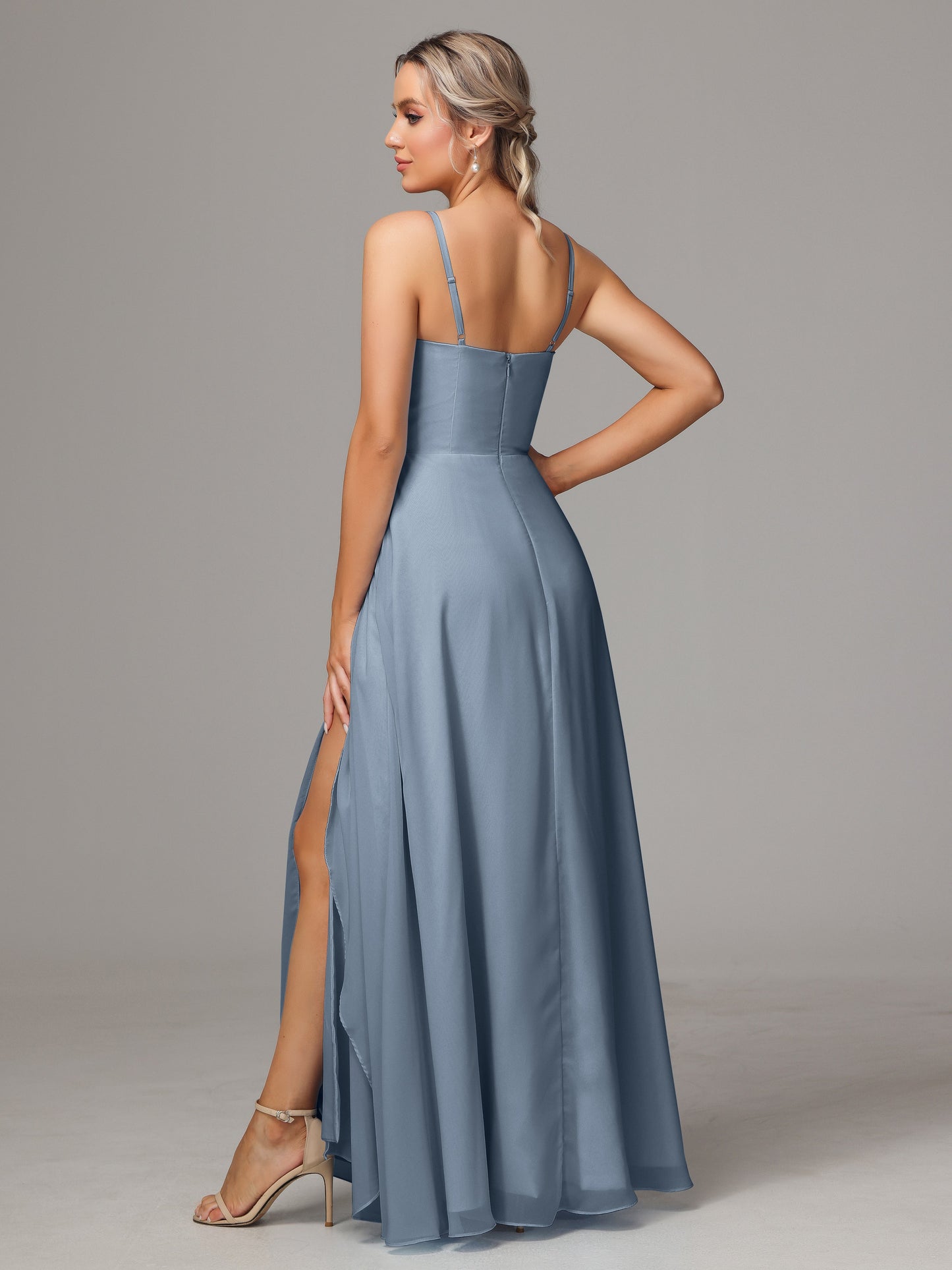 Spaghetti Straps Chiffon Bridesmaid Dress With Pockets