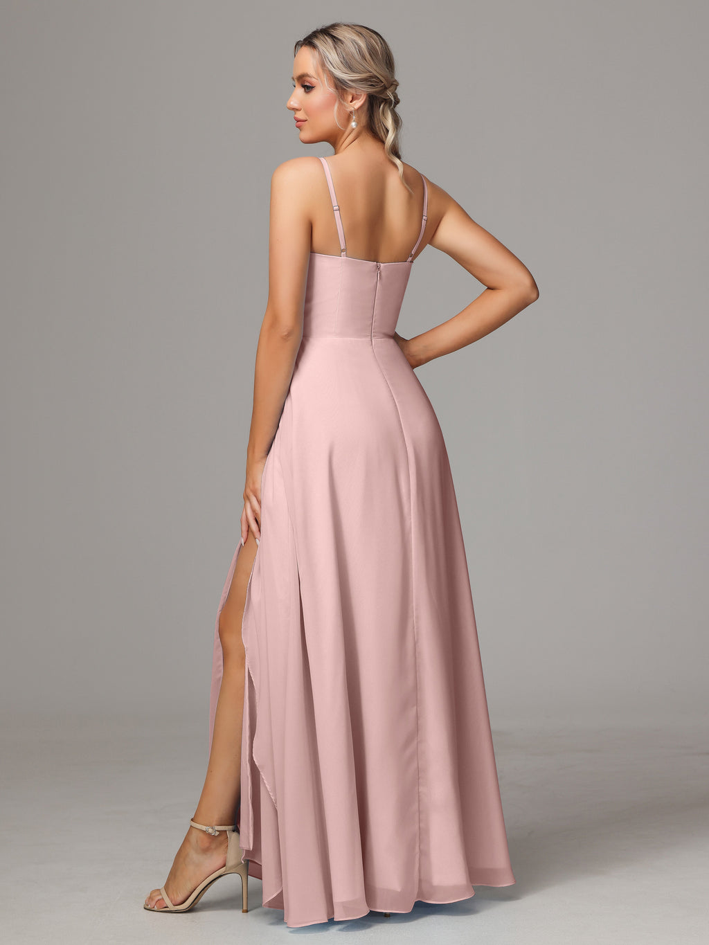 Spaghetti Straps Chiffon Bridesmaid Dress With Pockets