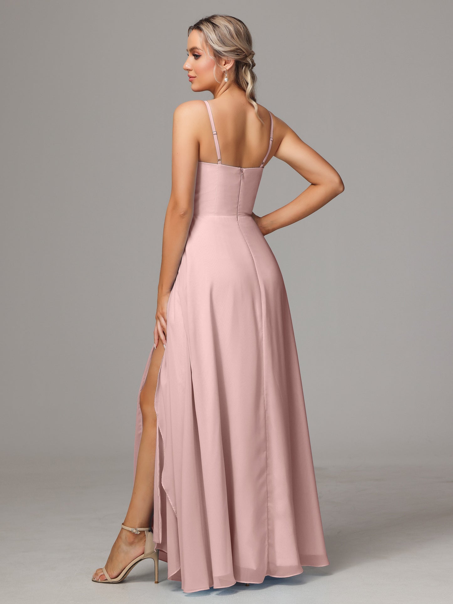 Spaghetti Straps Chiffon Bridesmaid Dress With Pockets