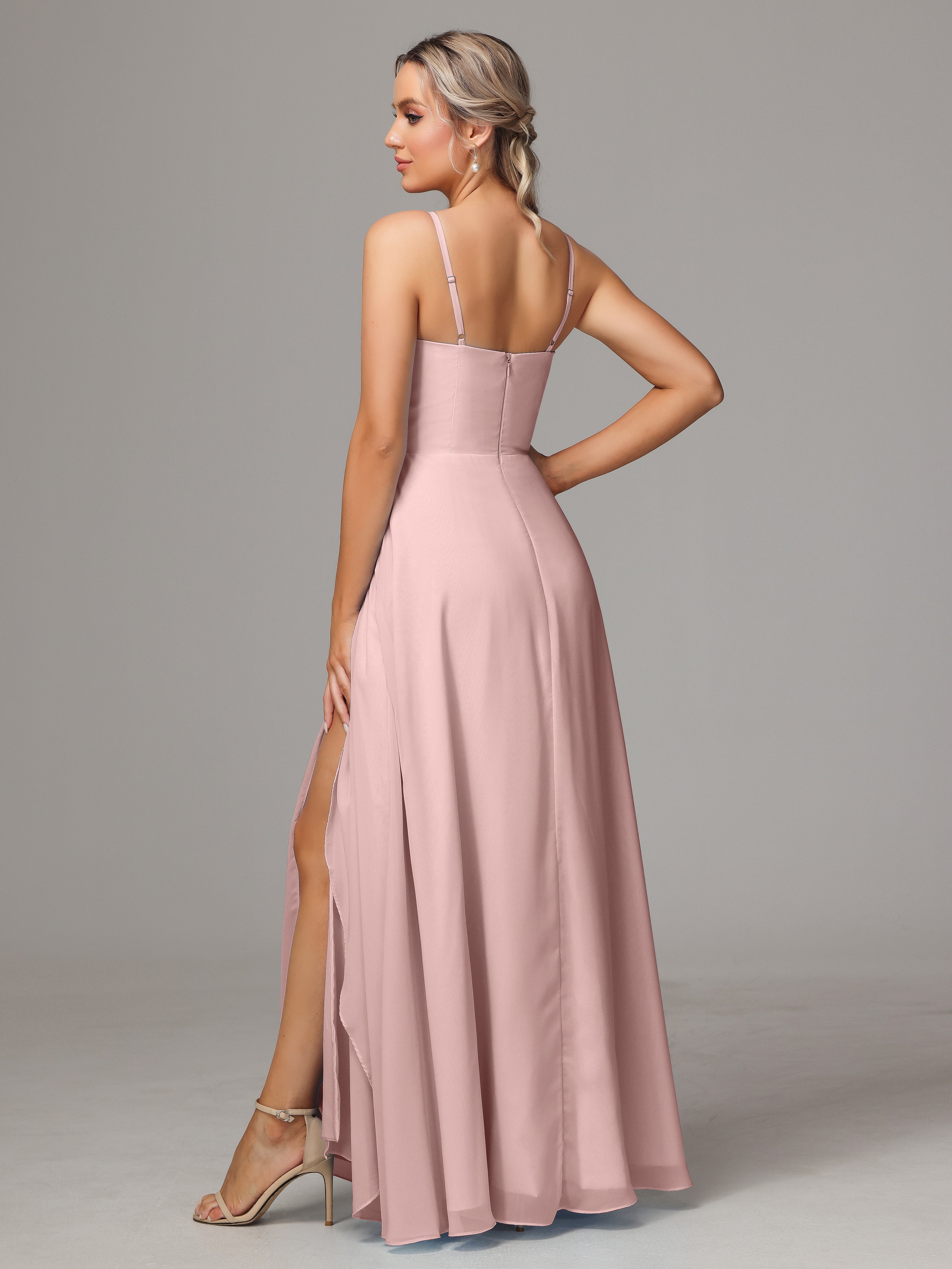 Spaghetti Straps Chiffon Bridesmaid Dress With Pockets