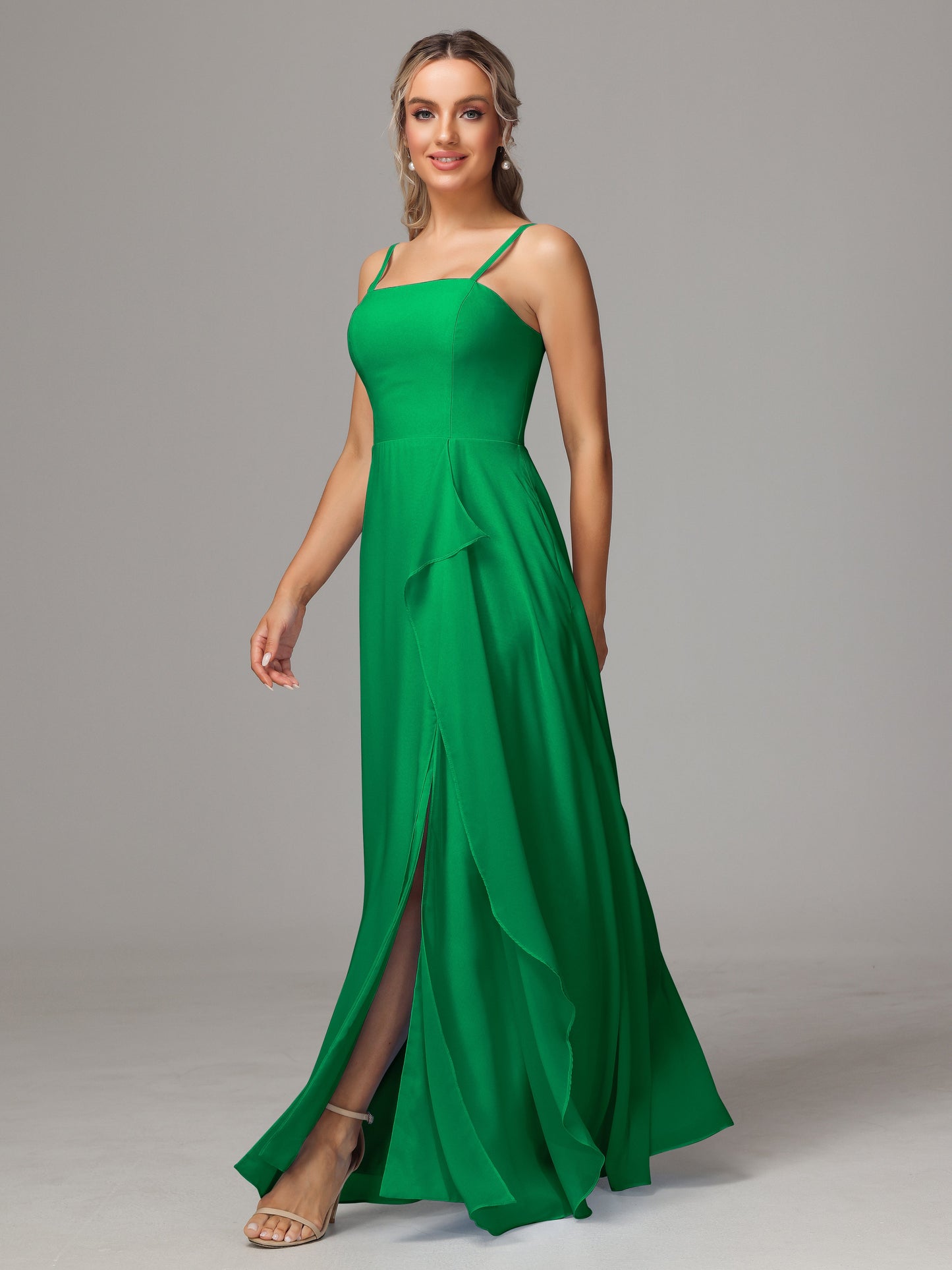 Spaghetti Straps Chiffon Bridesmaid Dress With Pockets
