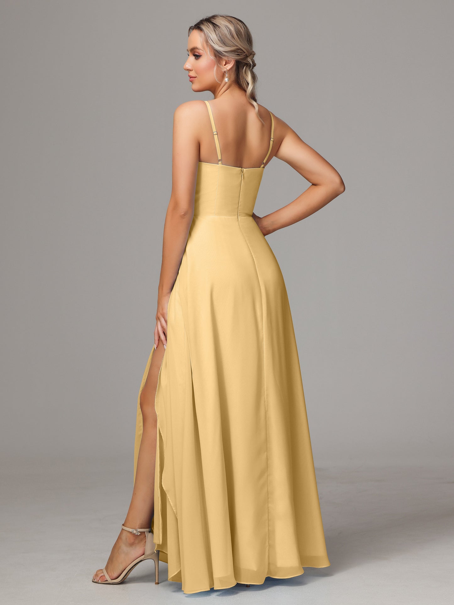 Spaghetti Straps Chiffon Bridesmaid Dress With Pockets