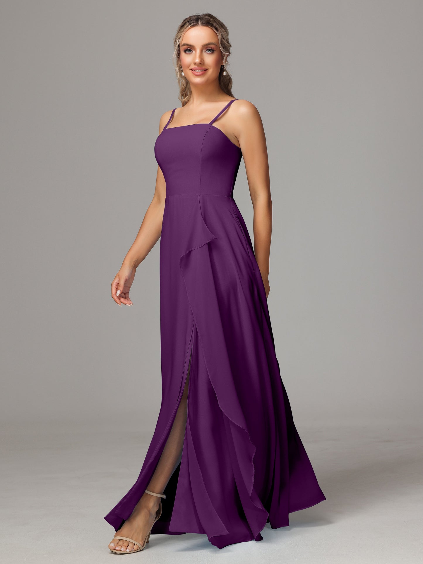 Spaghetti Straps Chiffon Bridesmaid Dress With Pockets