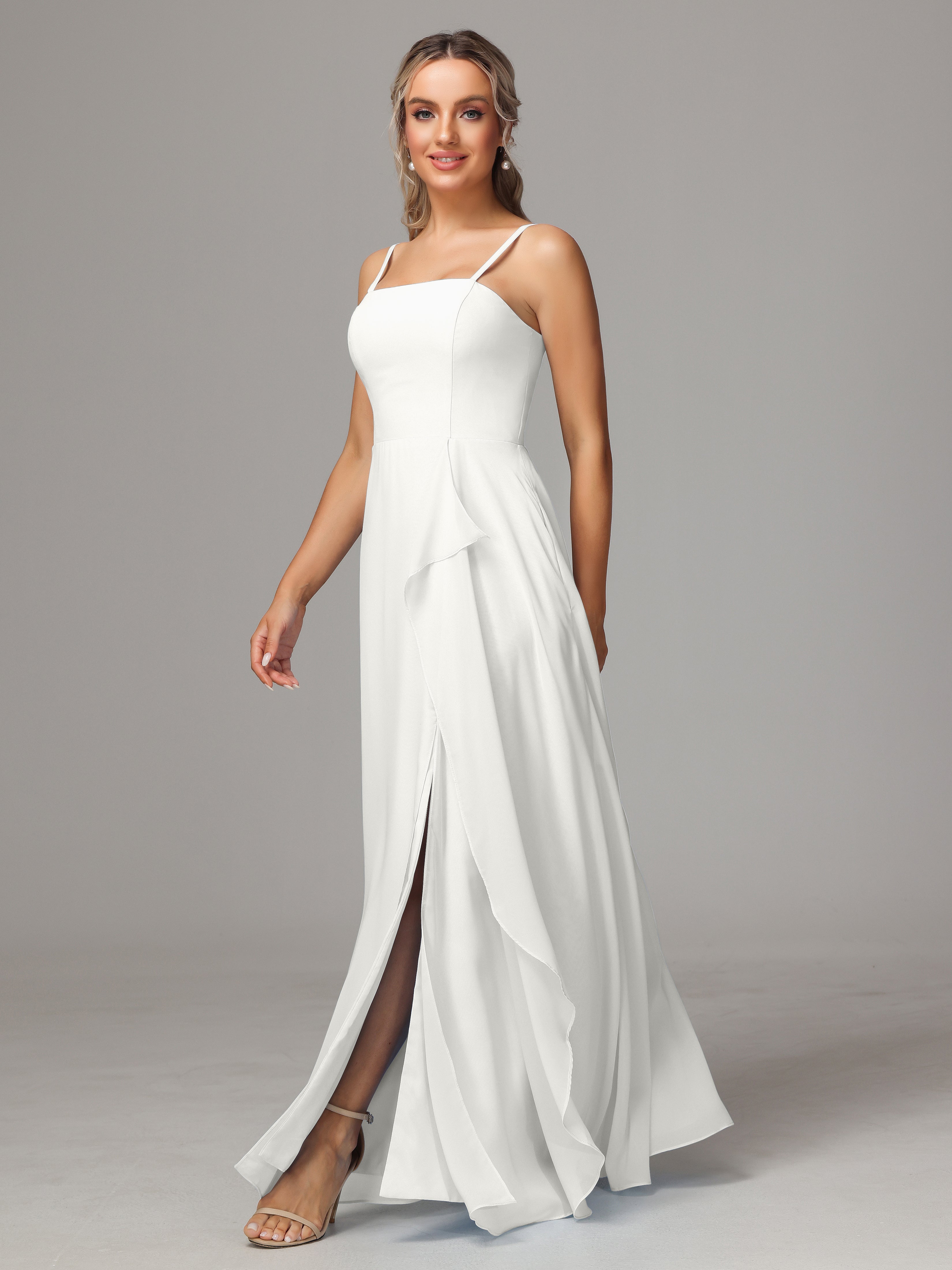 Spaghetti Straps Chiffon Bridesmaid Dress With Pockets