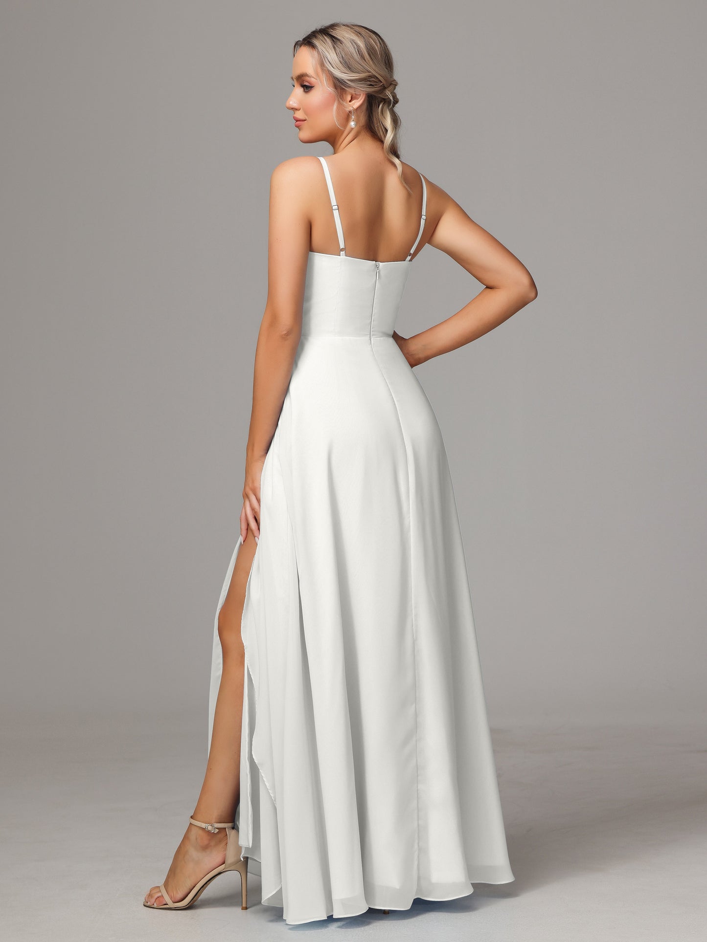 Spaghetti Straps Chiffon Bridesmaid Dress With Pockets