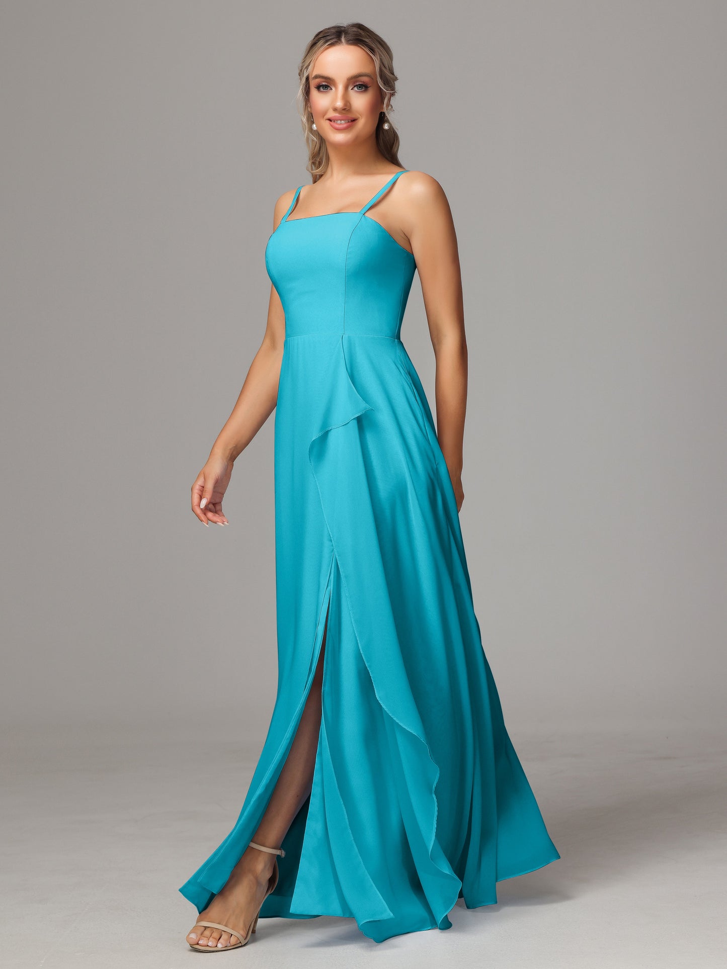 Spaghetti Straps Chiffon Bridesmaid Dress With Pockets
