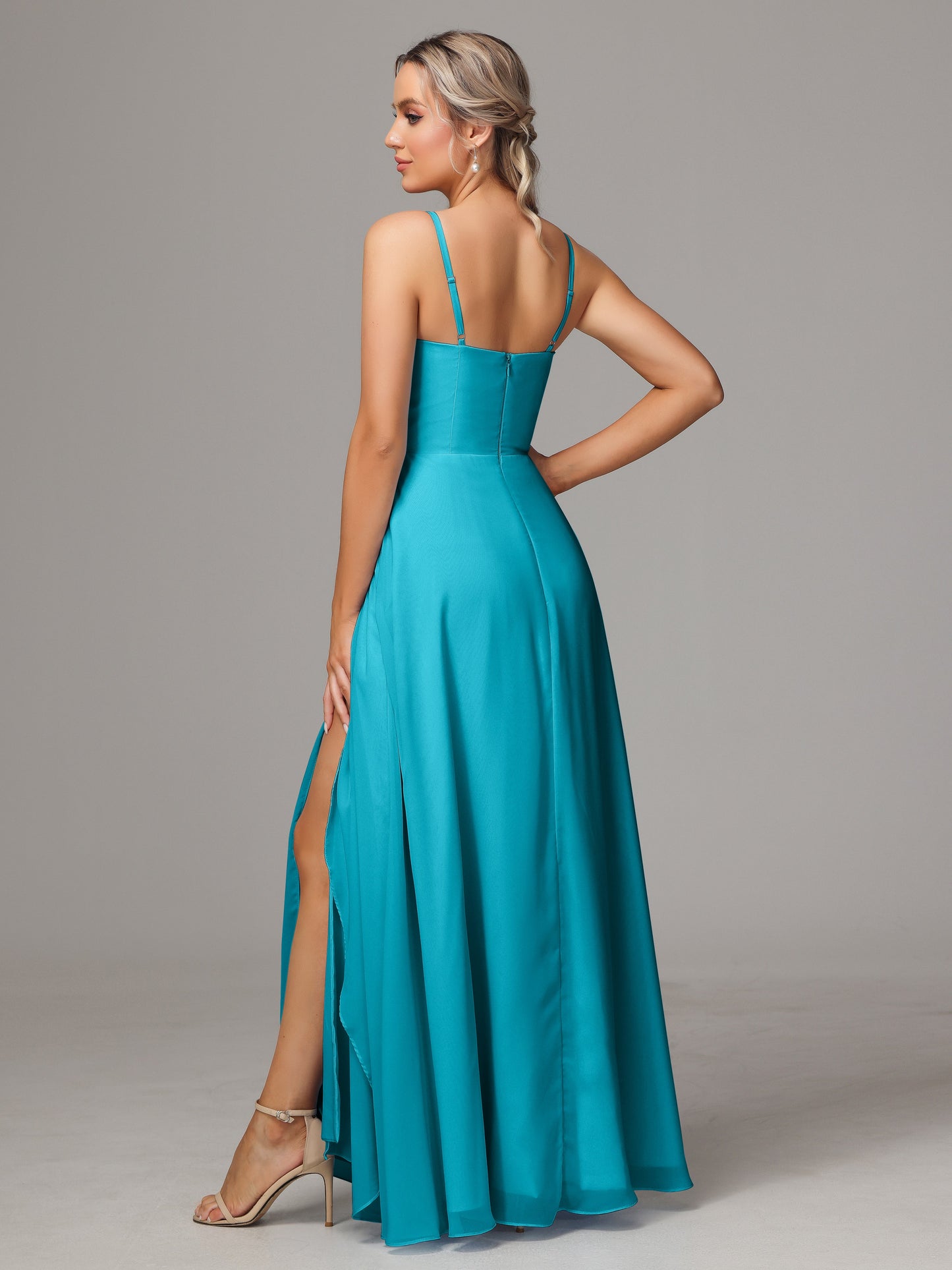 Spaghetti Straps Chiffon Bridesmaid Dress With Pockets