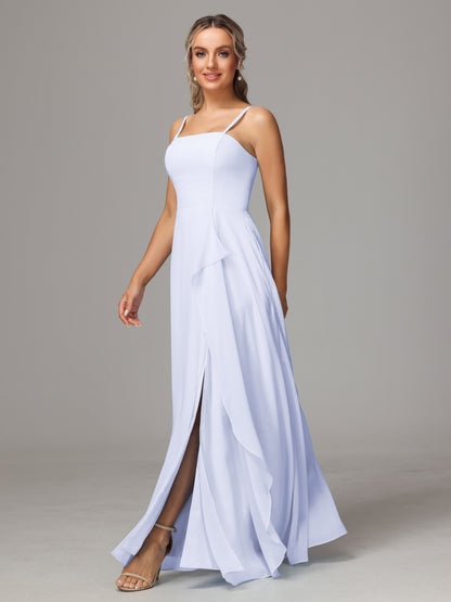 Spaghetti Straps Chiffon Bridesmaid Dress With Pockets