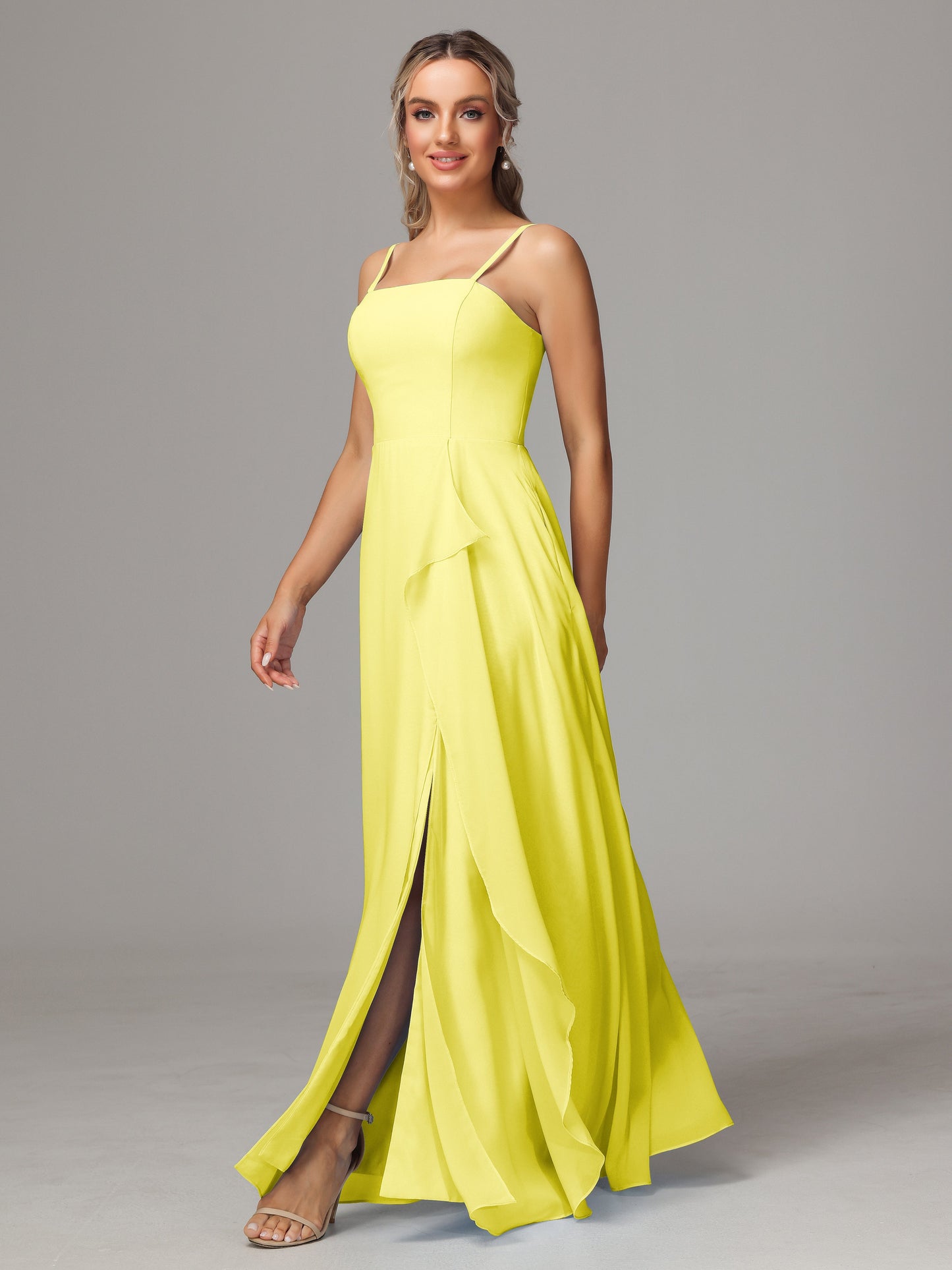 Spaghetti Straps Chiffon Bridesmaid Dress With Pockets