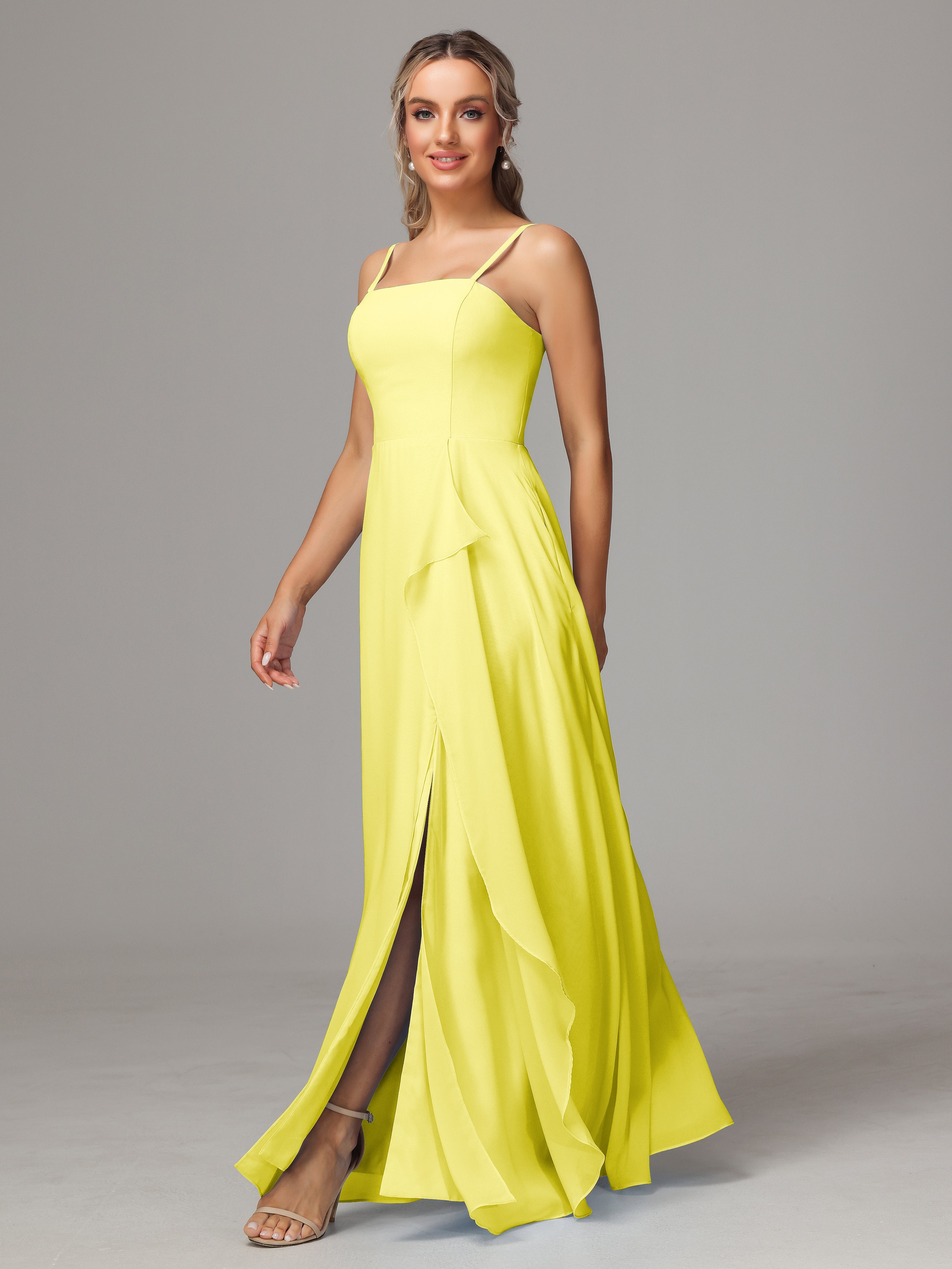 Spaghetti Straps Chiffon Bridesmaid Dress With Pockets