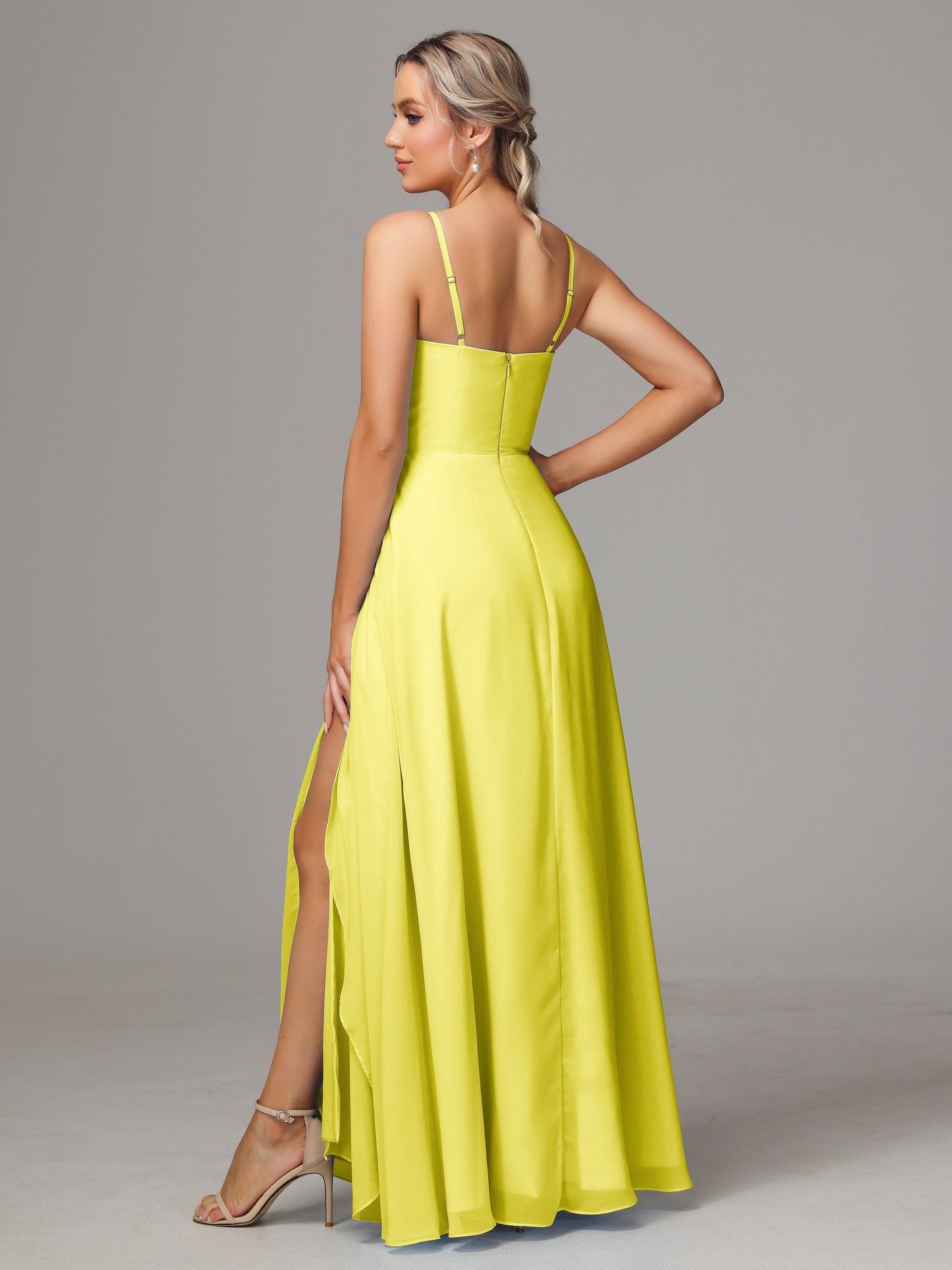 Spaghetti Straps Chiffon Bridesmaid Dress With Pockets
