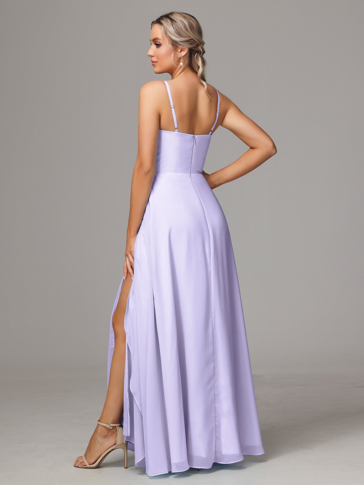 Spaghetti Straps Chiffon Bridesmaid Dress With Pockets