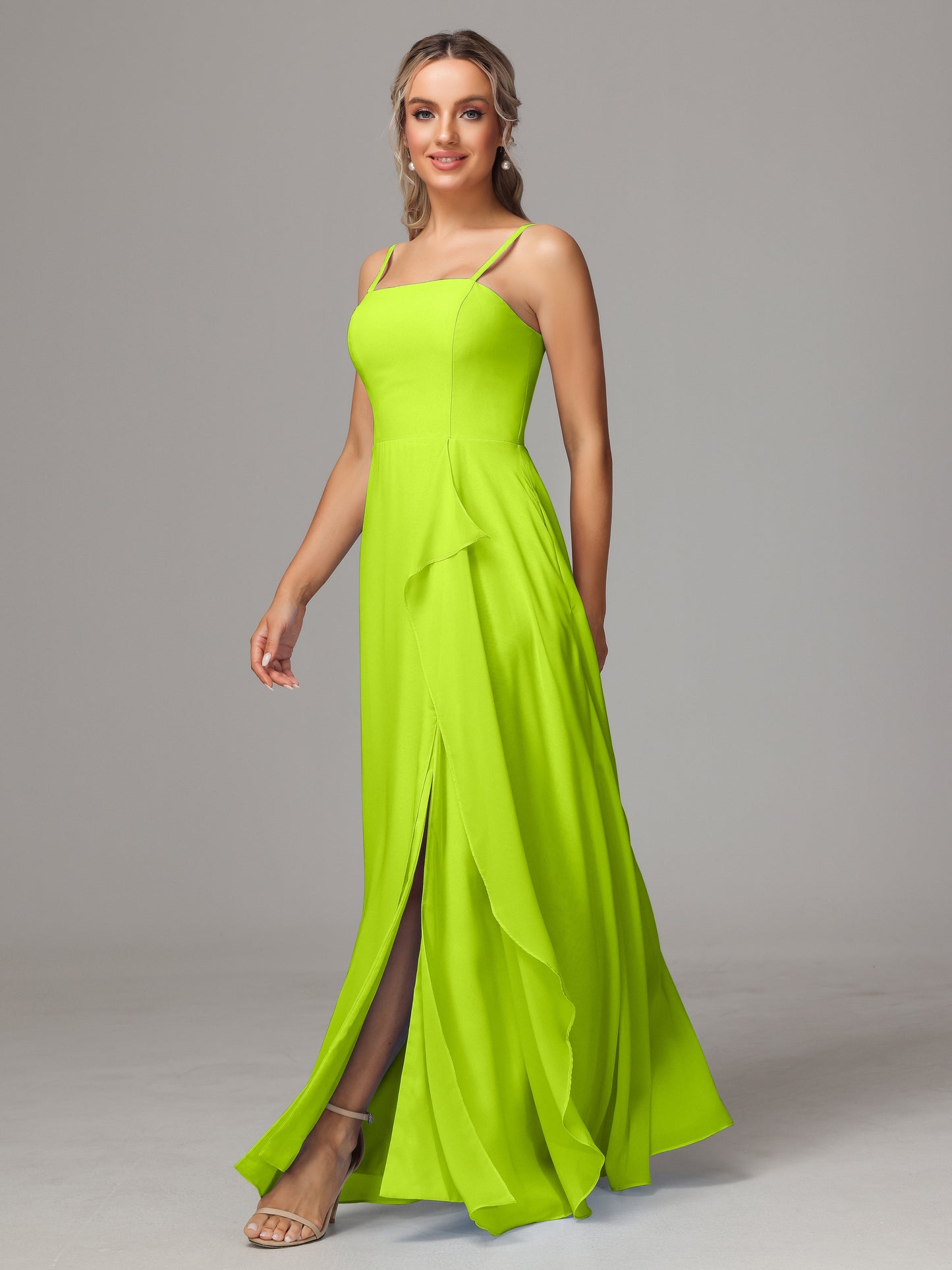 Spaghetti Straps Chiffon Bridesmaid Dress With Pockets