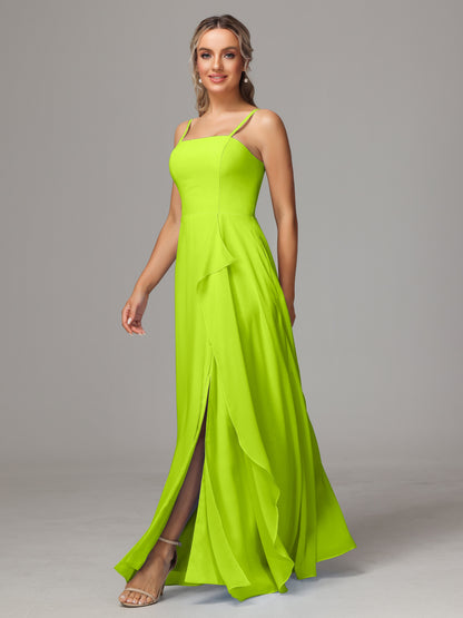 Spaghetti Straps Chiffon Bridesmaid Dress With Pockets