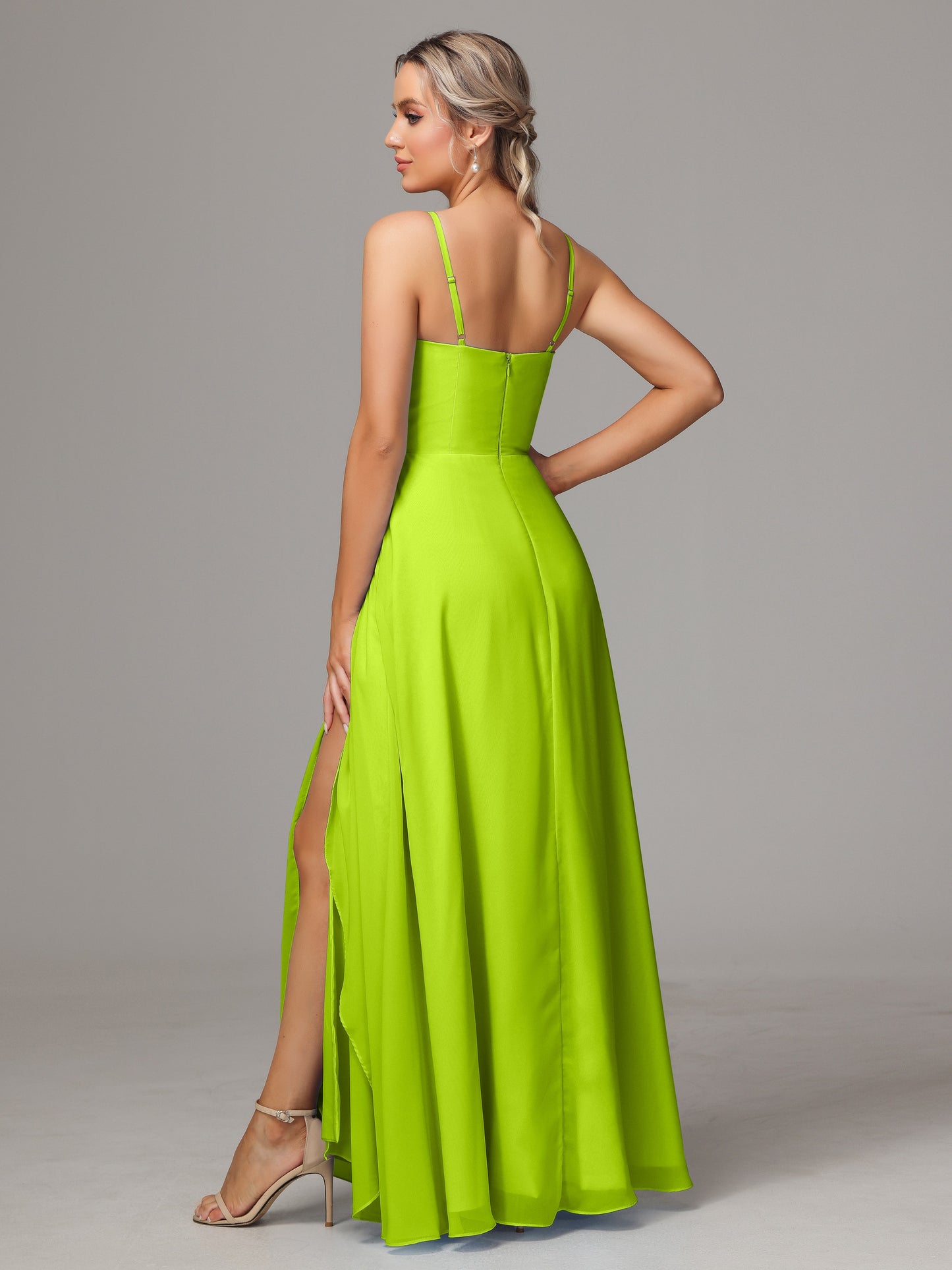 Spaghetti Straps Chiffon Bridesmaid Dress With Pockets
