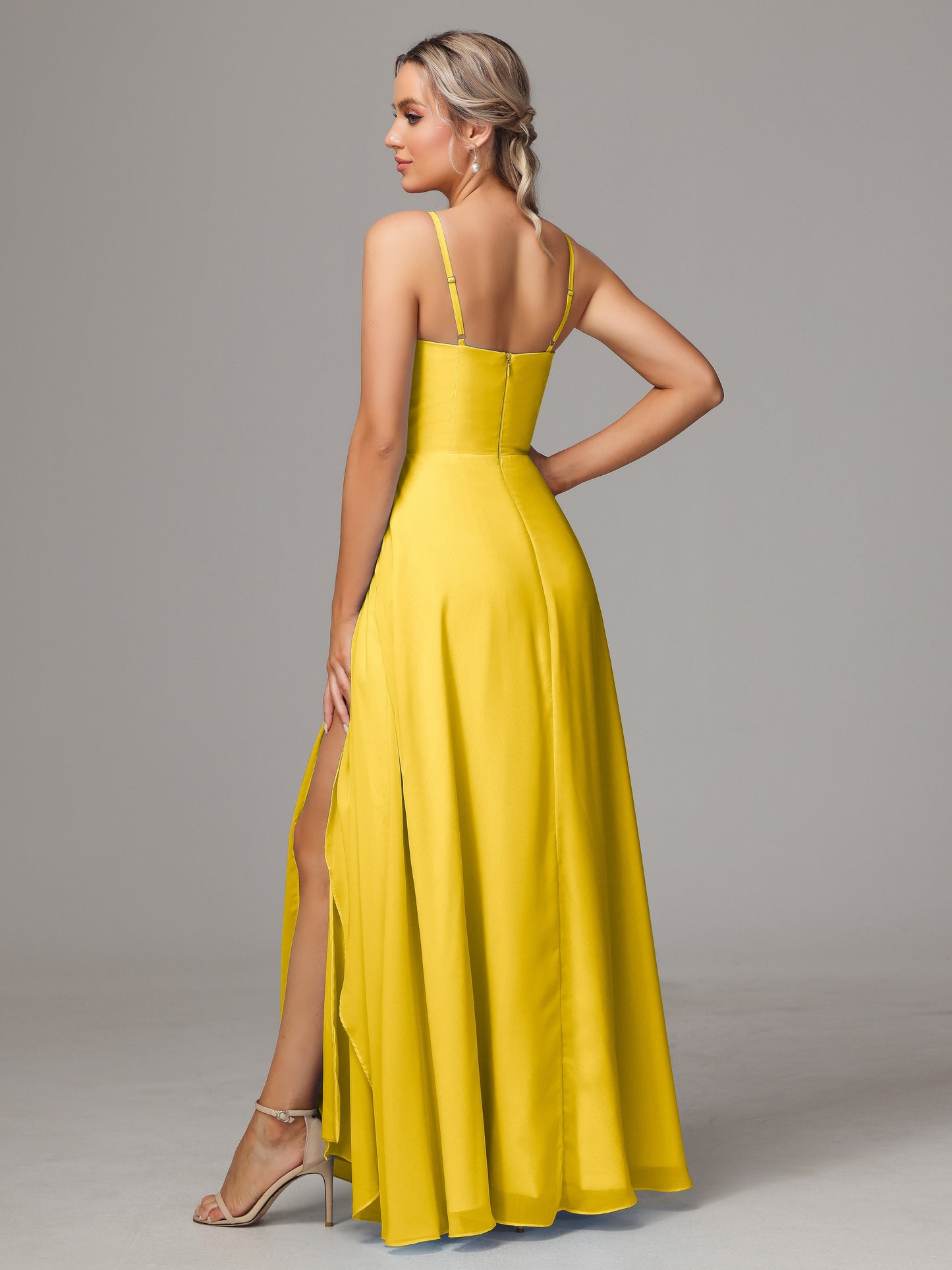 Spaghetti Straps Chiffon Bridesmaid Dress With Pockets