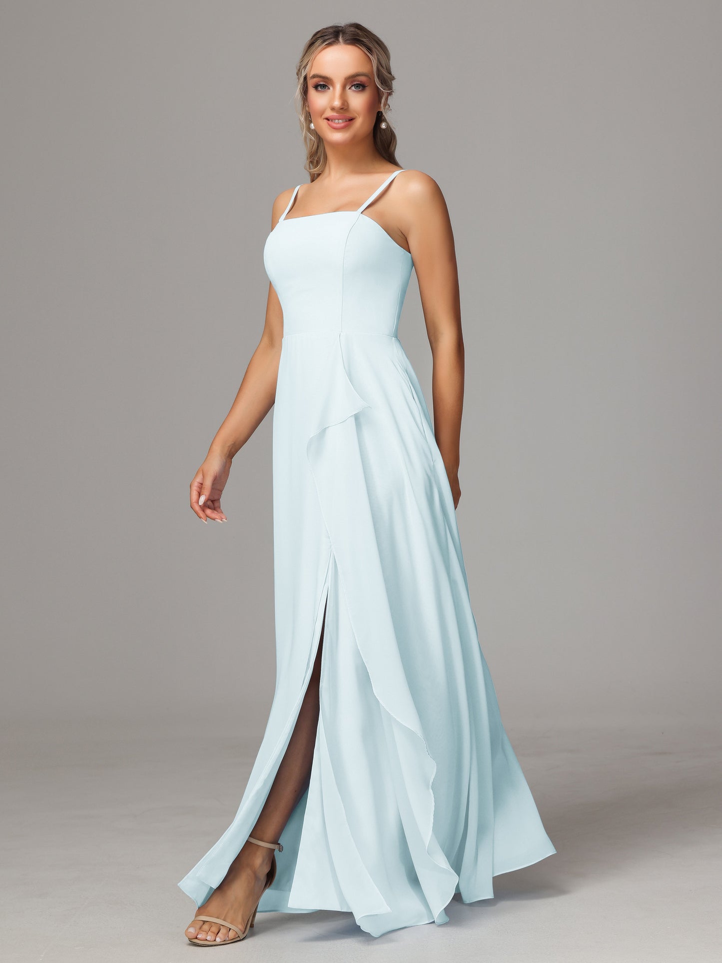 Spaghetti Straps Chiffon Bridesmaid Dress With Pockets