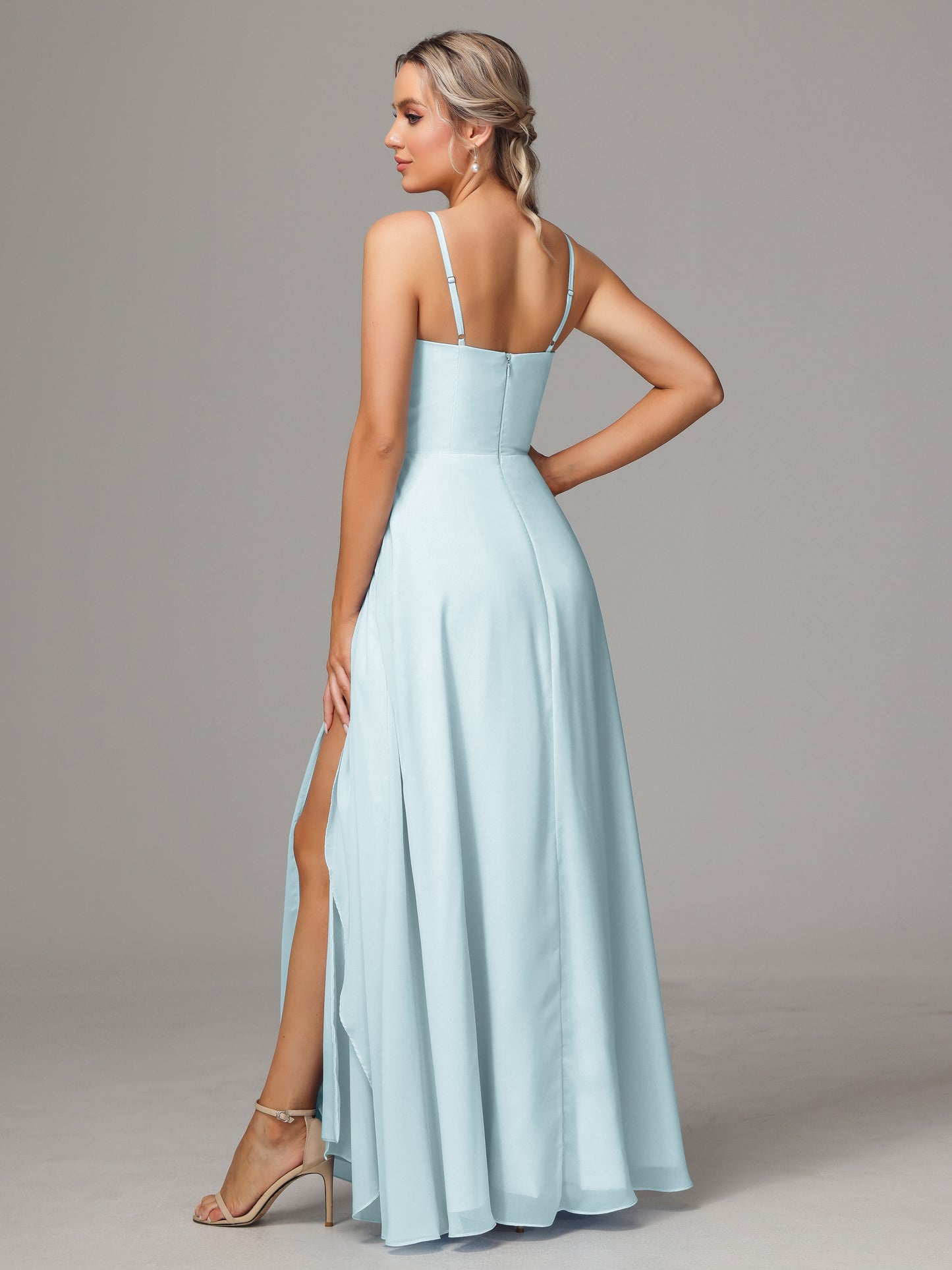 Spaghetti Straps Chiffon Bridesmaid Dress With Pockets