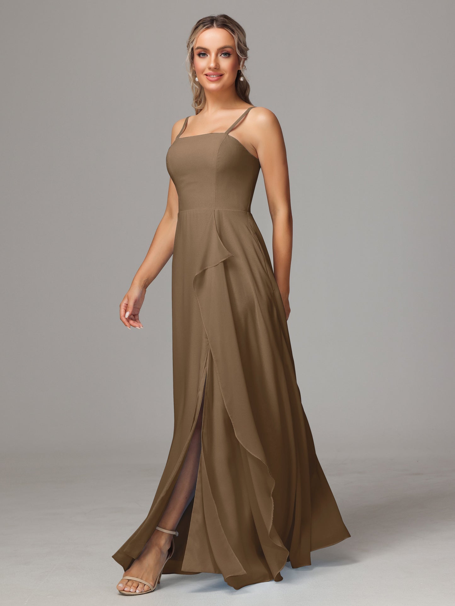 Spaghetti Straps Chiffon Bridesmaid Dress With Pockets
