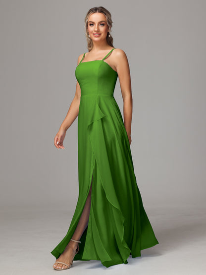 Spaghetti Straps Chiffon Bridesmaid Dress With Pockets