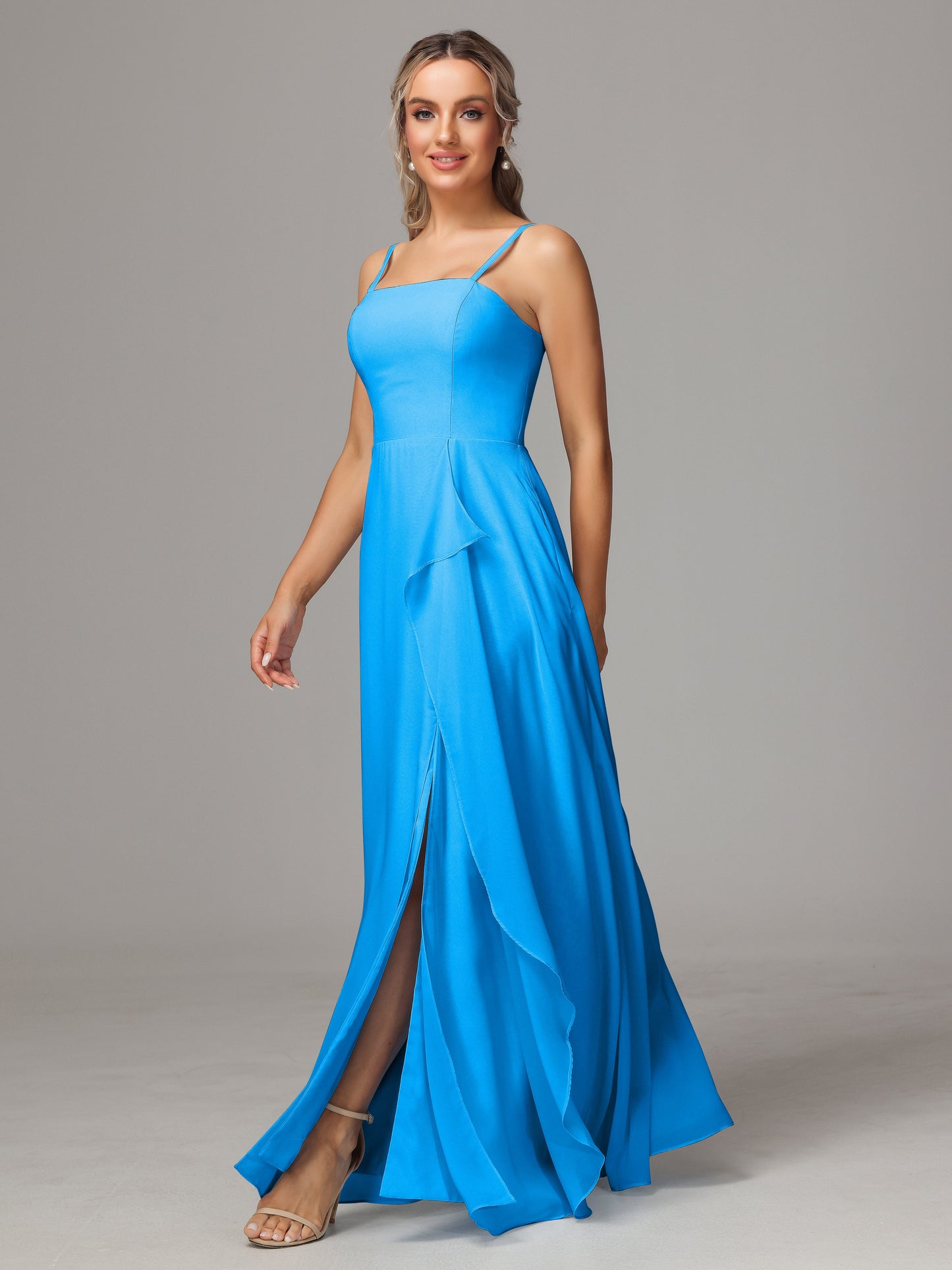 Spaghetti Straps Chiffon Bridesmaid Dress With Pockets