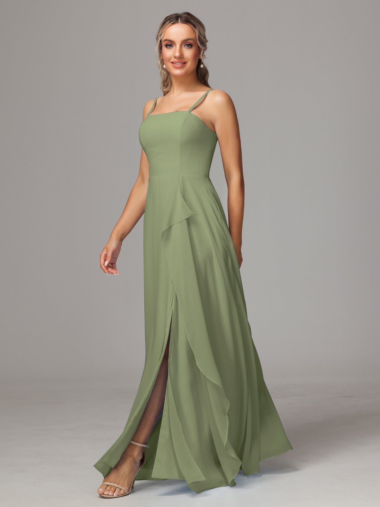 Spaghetti Straps Chiffon Bridesmaid Dress With Pockets