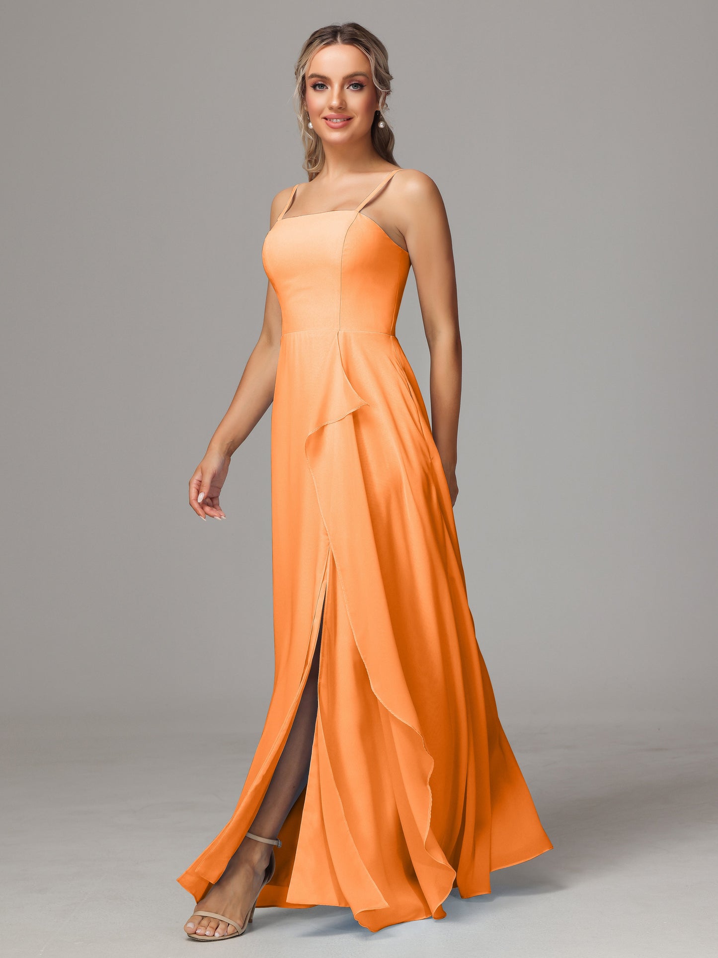 Spaghetti Straps Chiffon Bridesmaid Dress With Pockets