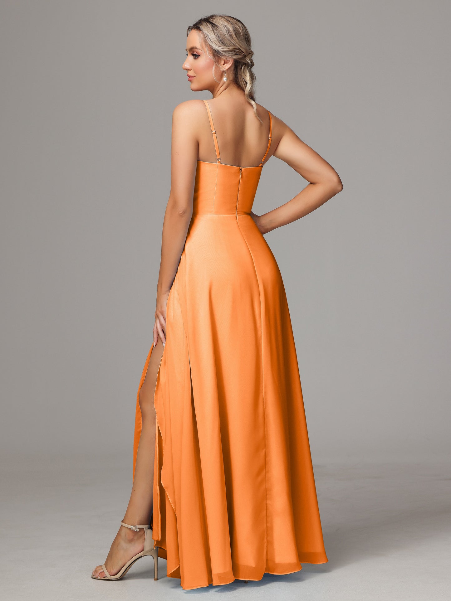Spaghetti Straps Chiffon Bridesmaid Dress With Pockets