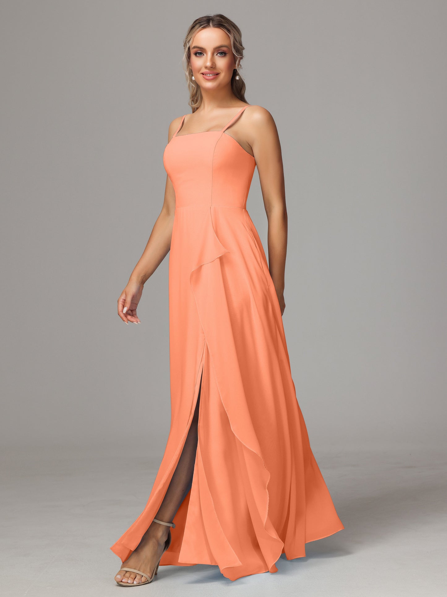 Spaghetti Straps Chiffon Bridesmaid Dress With Pockets