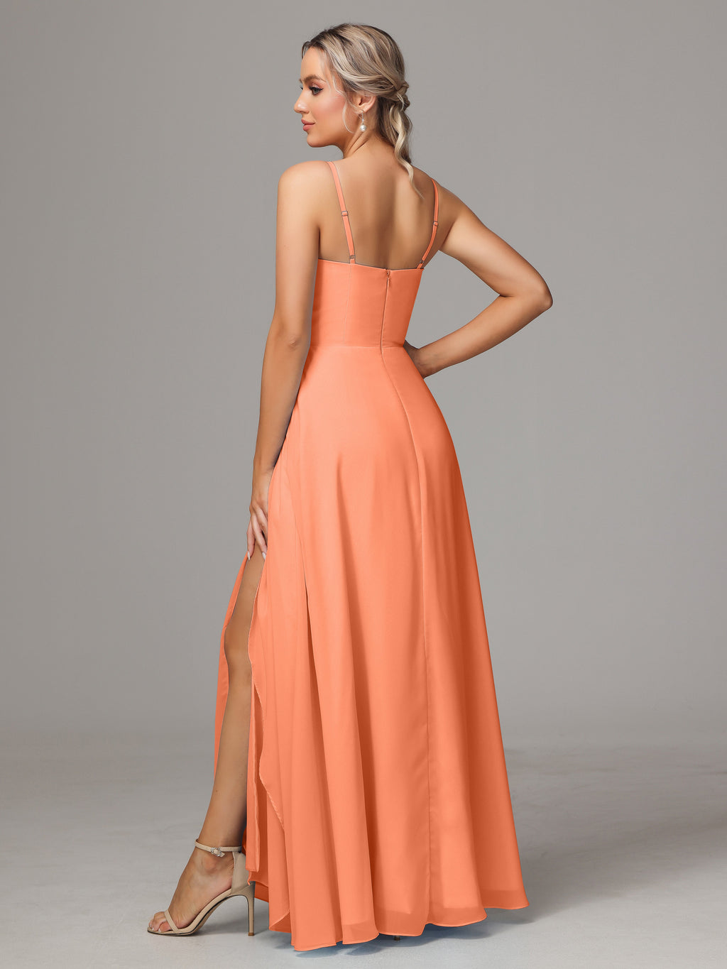 Spaghetti Straps Chiffon Bridesmaid Dress With Pockets
