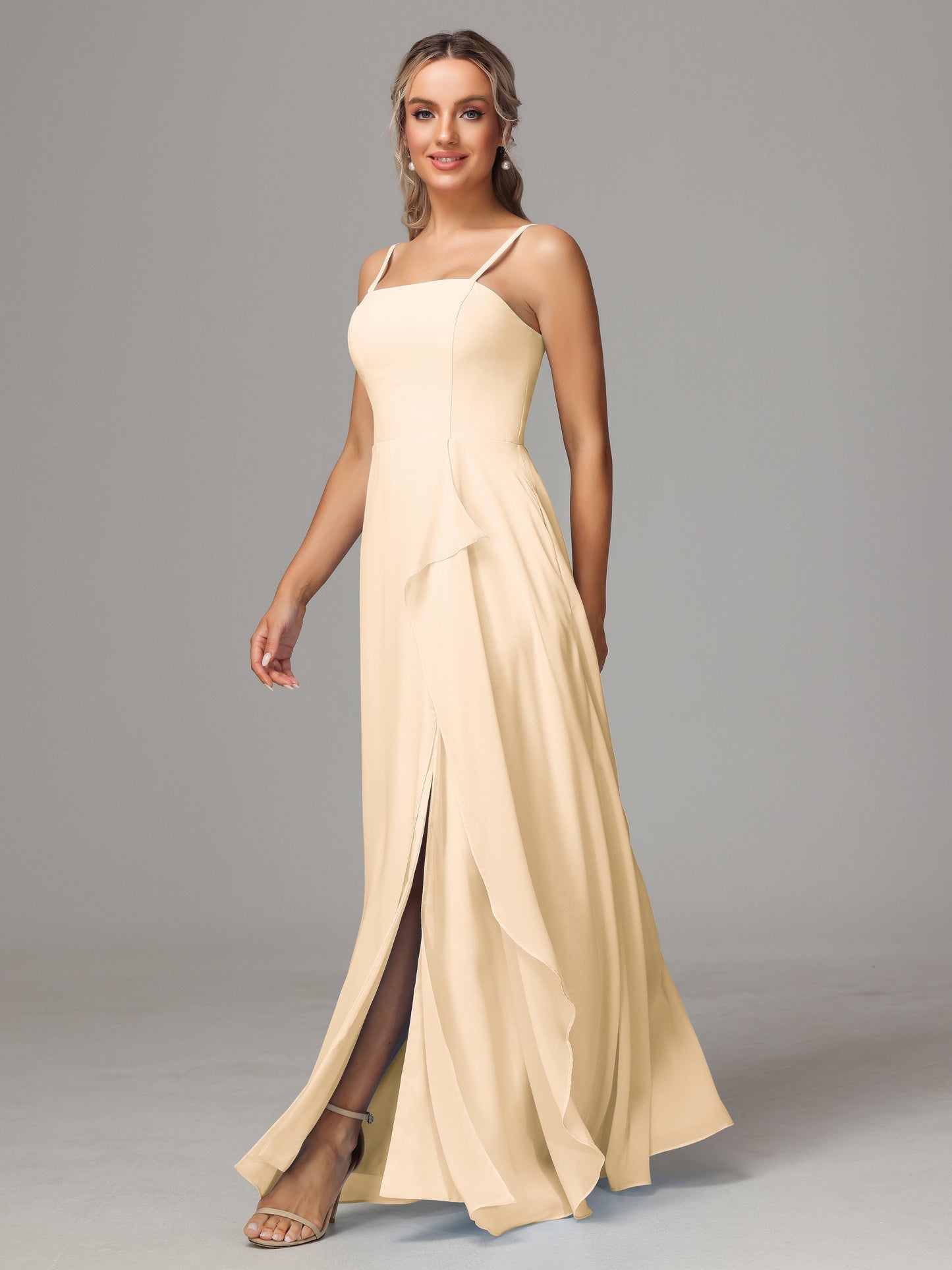 Spaghetti Straps Chiffon Bridesmaid Dress With Pockets