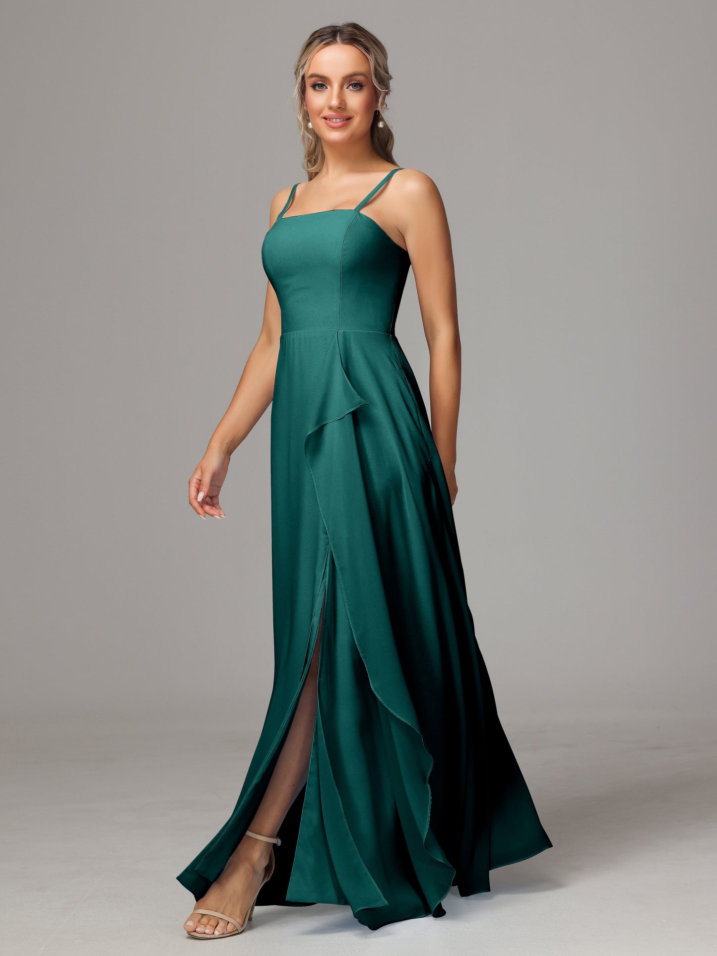 Spaghetti Straps Chiffon Bridesmaid Dress With Pockets