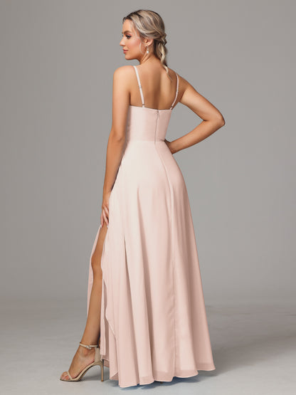 Spaghetti Straps Chiffon Bridesmaid Dress With Pockets