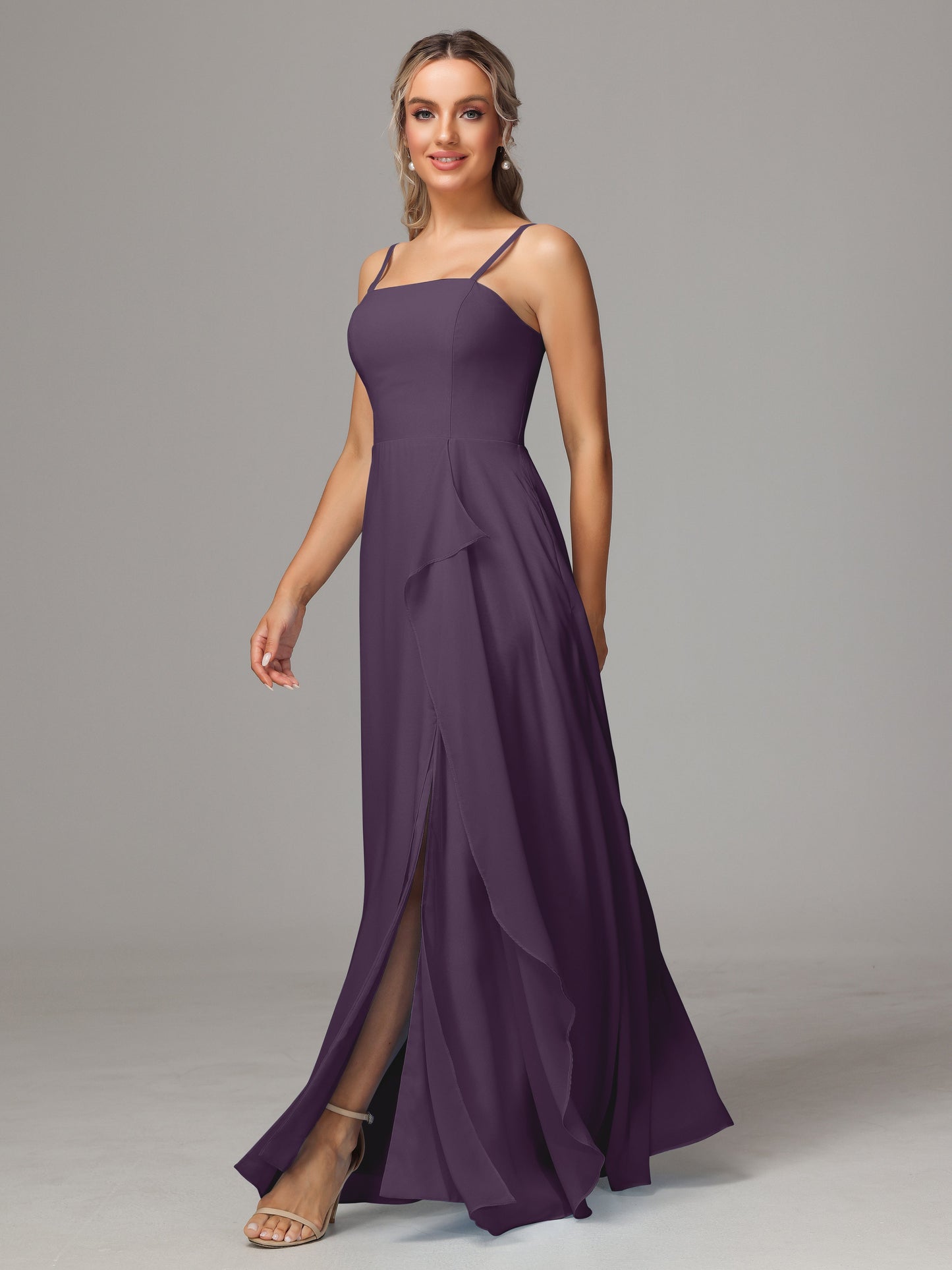 Spaghetti Straps Chiffon Bridesmaid Dress With Pockets
