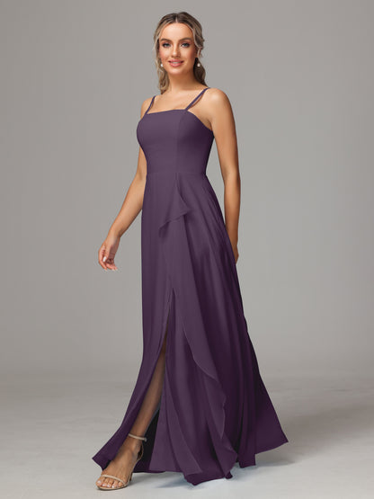 Spaghetti Straps Chiffon Bridesmaid Dress With Pockets