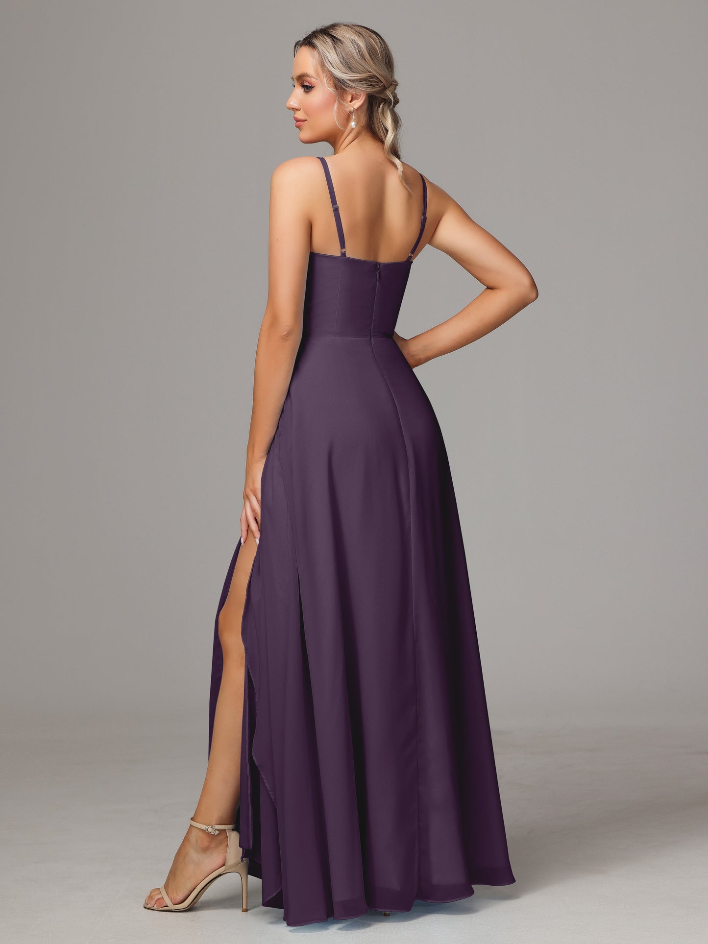 Spaghetti Straps Chiffon Bridesmaid Dress With Pockets