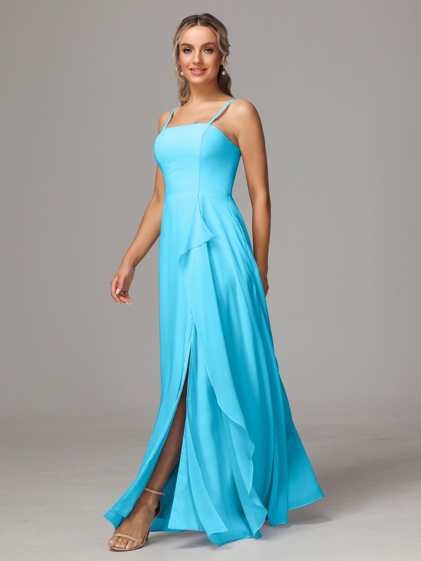 Spaghetti Straps Chiffon Bridesmaid Dress With Pockets