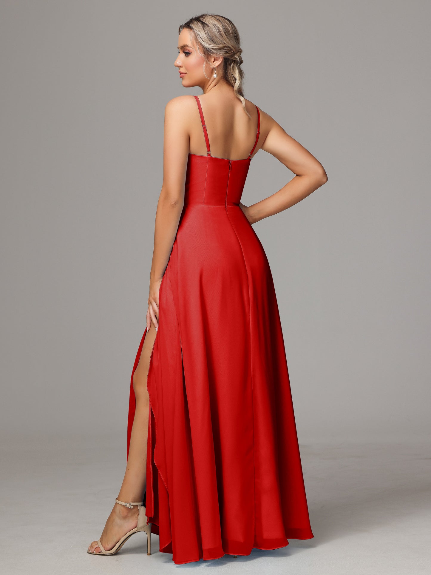 Spaghetti Straps Chiffon Bridesmaid Dress With Pockets