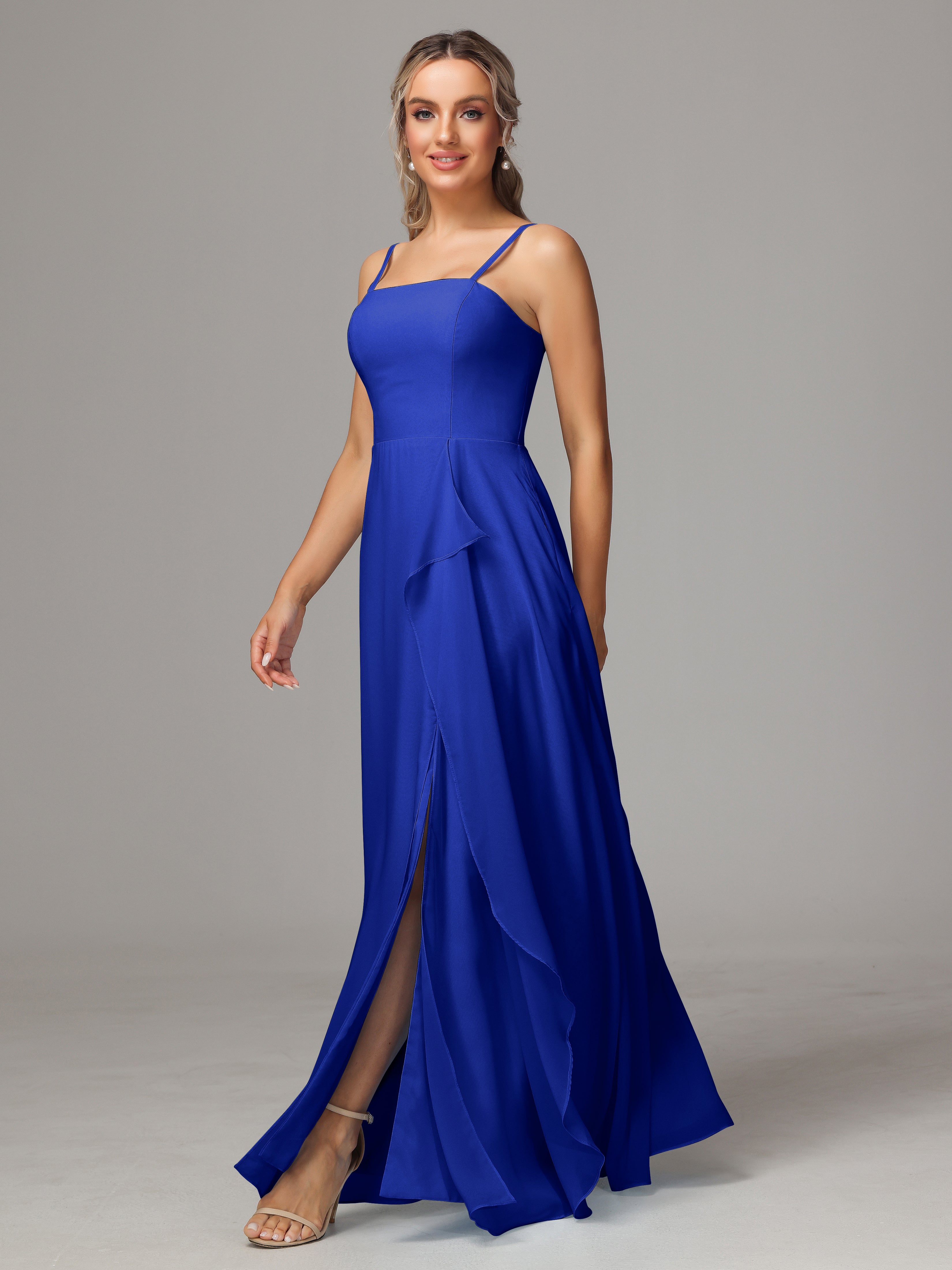 Spaghetti Straps Chiffon Bridesmaid Dress With Pockets