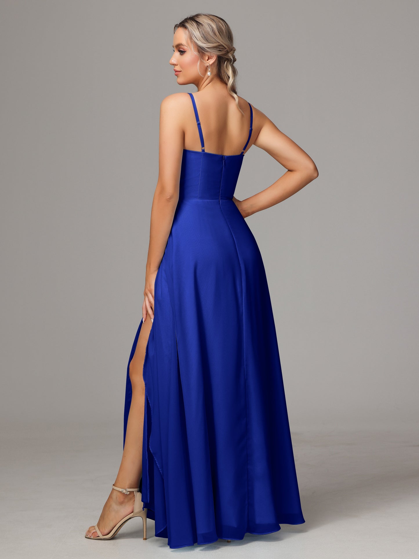 Spaghetti Straps Chiffon Bridesmaid Dress With Pockets