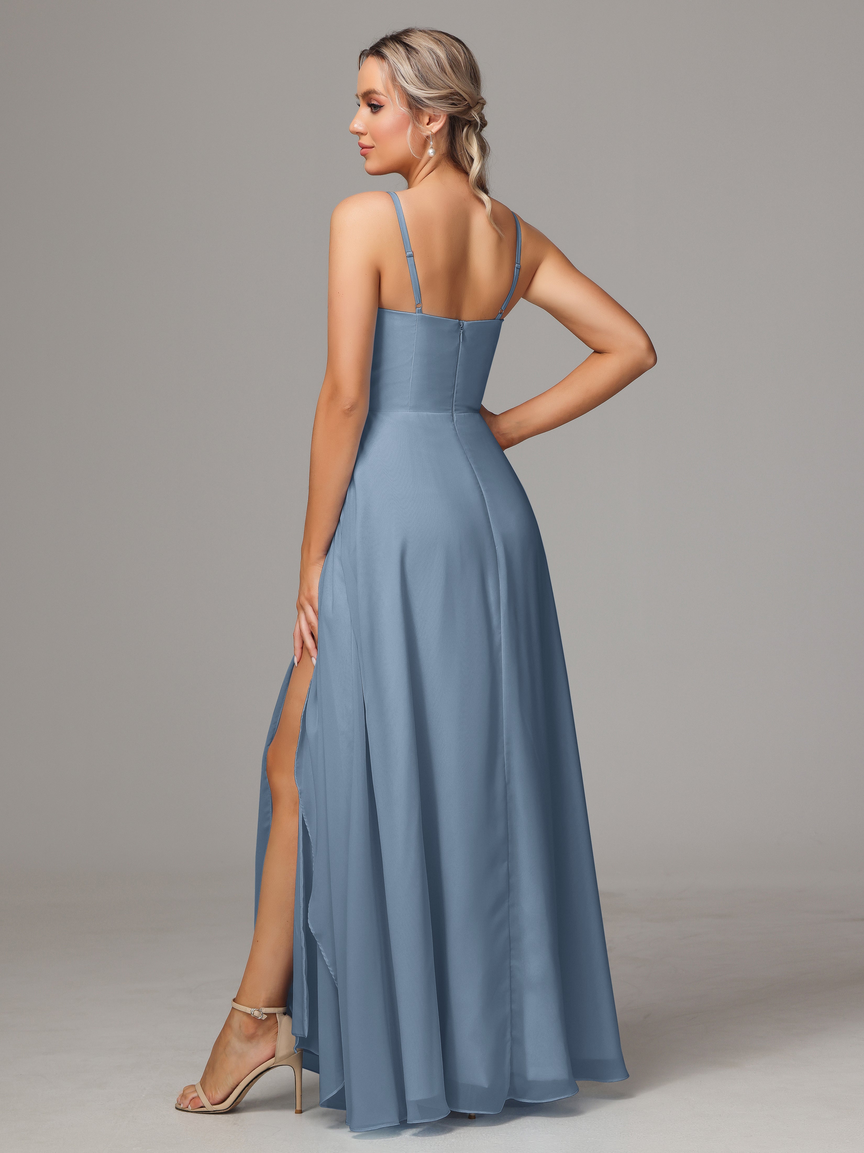 Spaghetti Straps Chiffon Bridesmaid Dress With Pockets
