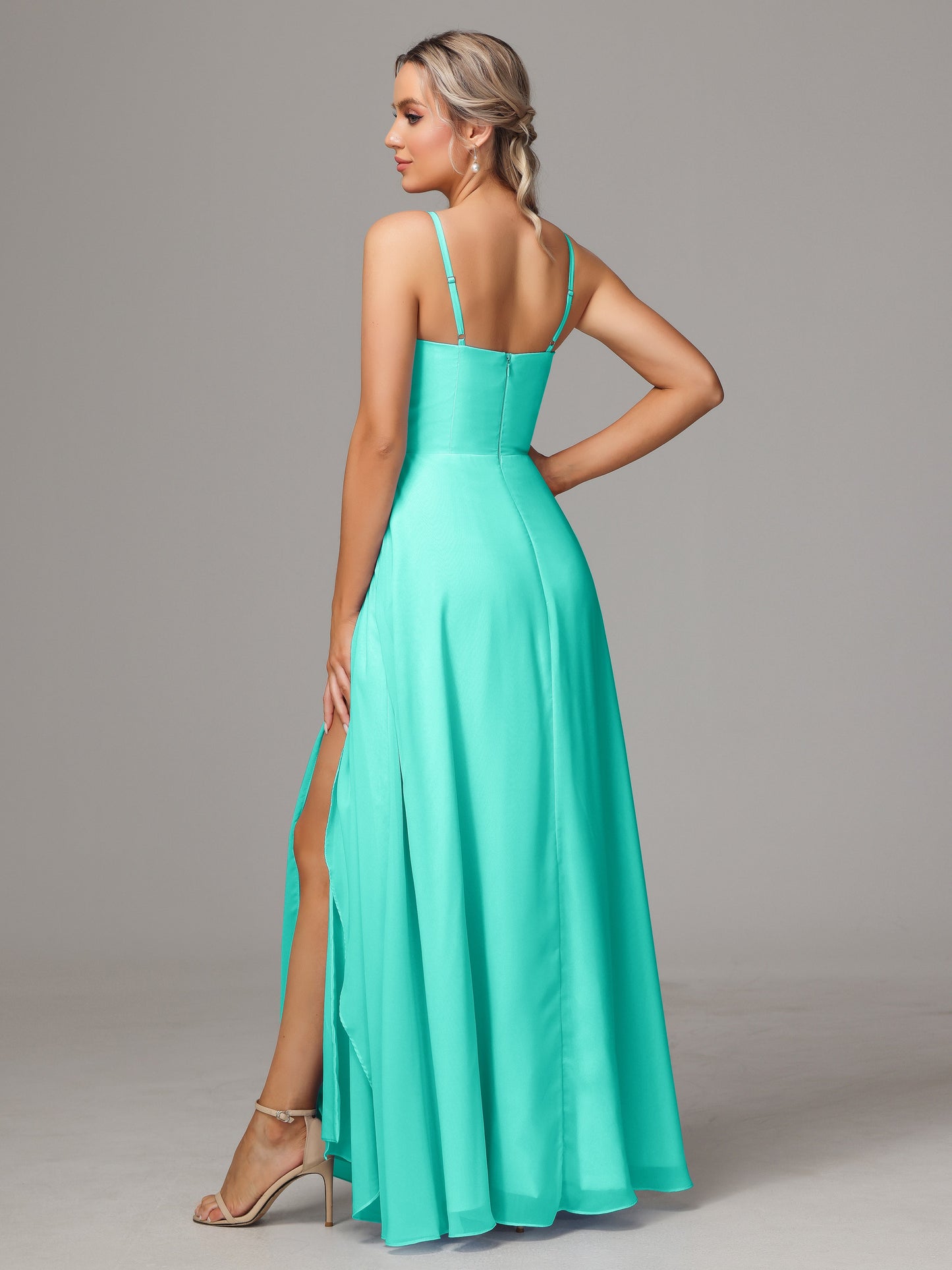 Spaghetti Straps Chiffon Bridesmaid Dress With Pockets
